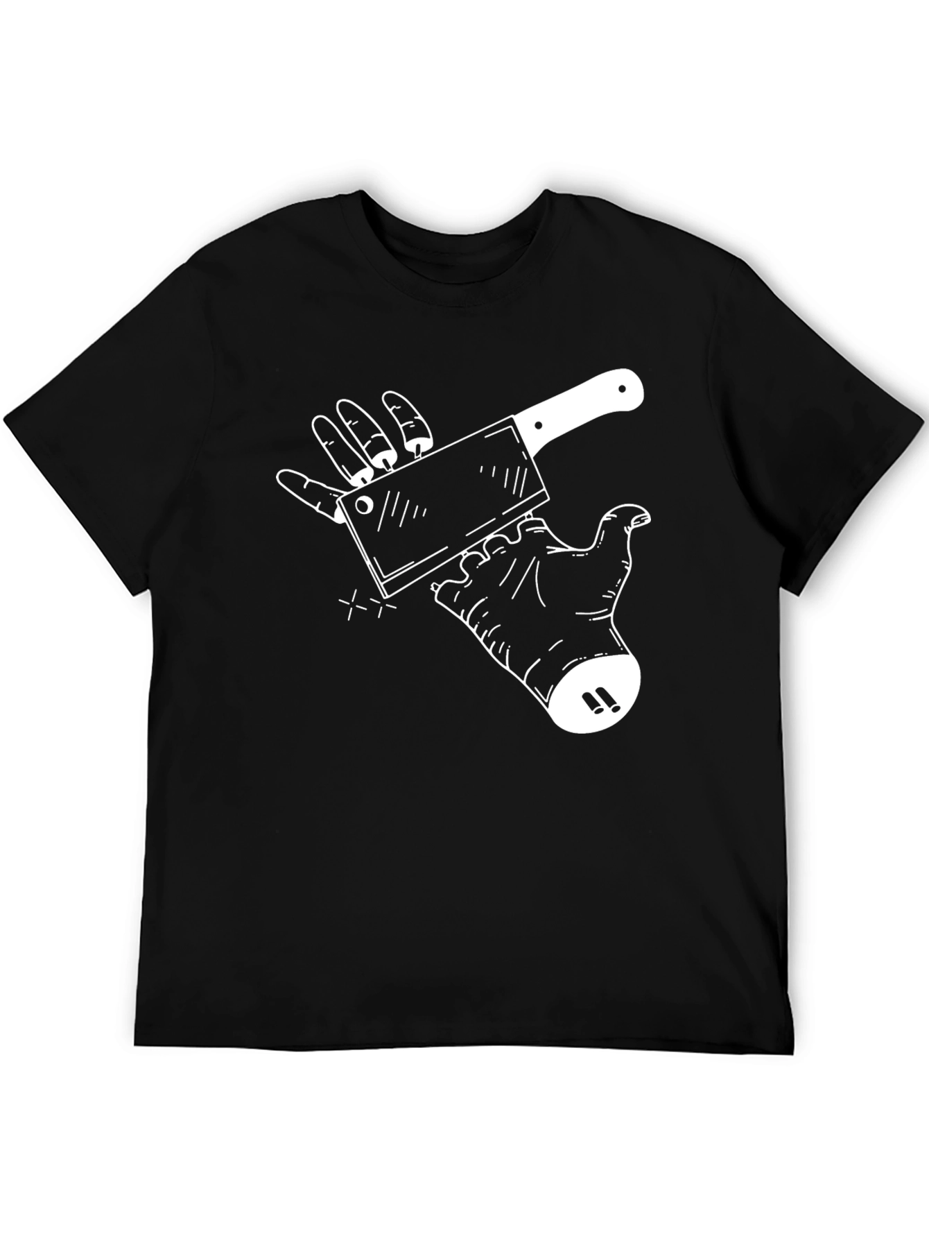 Black Butcher Humor T-Shirt: Cleaver and Hand Graphic Tee view 5