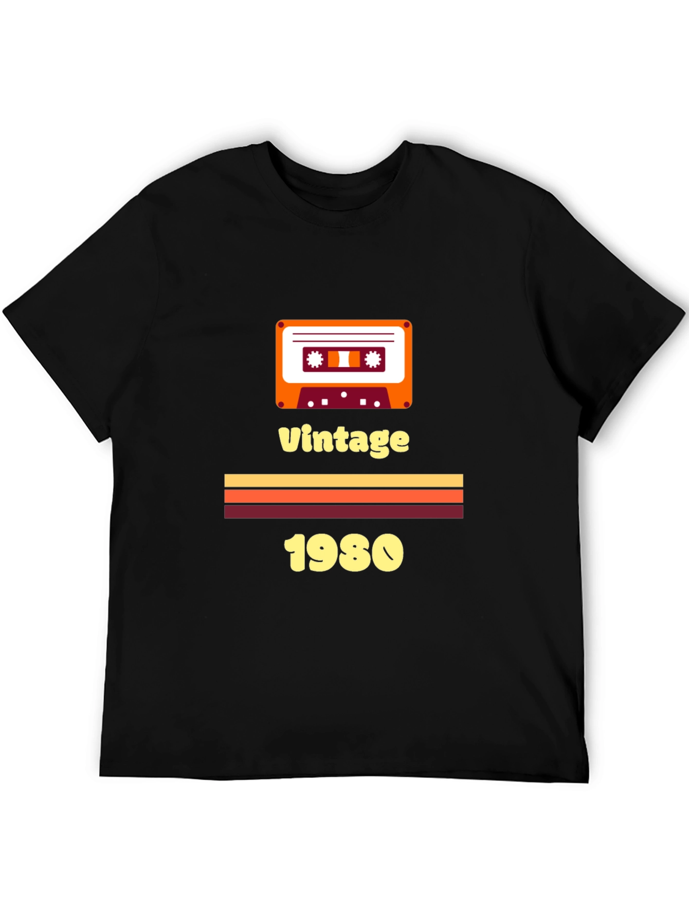 Black Vintage 1980s Cassette Tape Graphic T-Shirt view 5