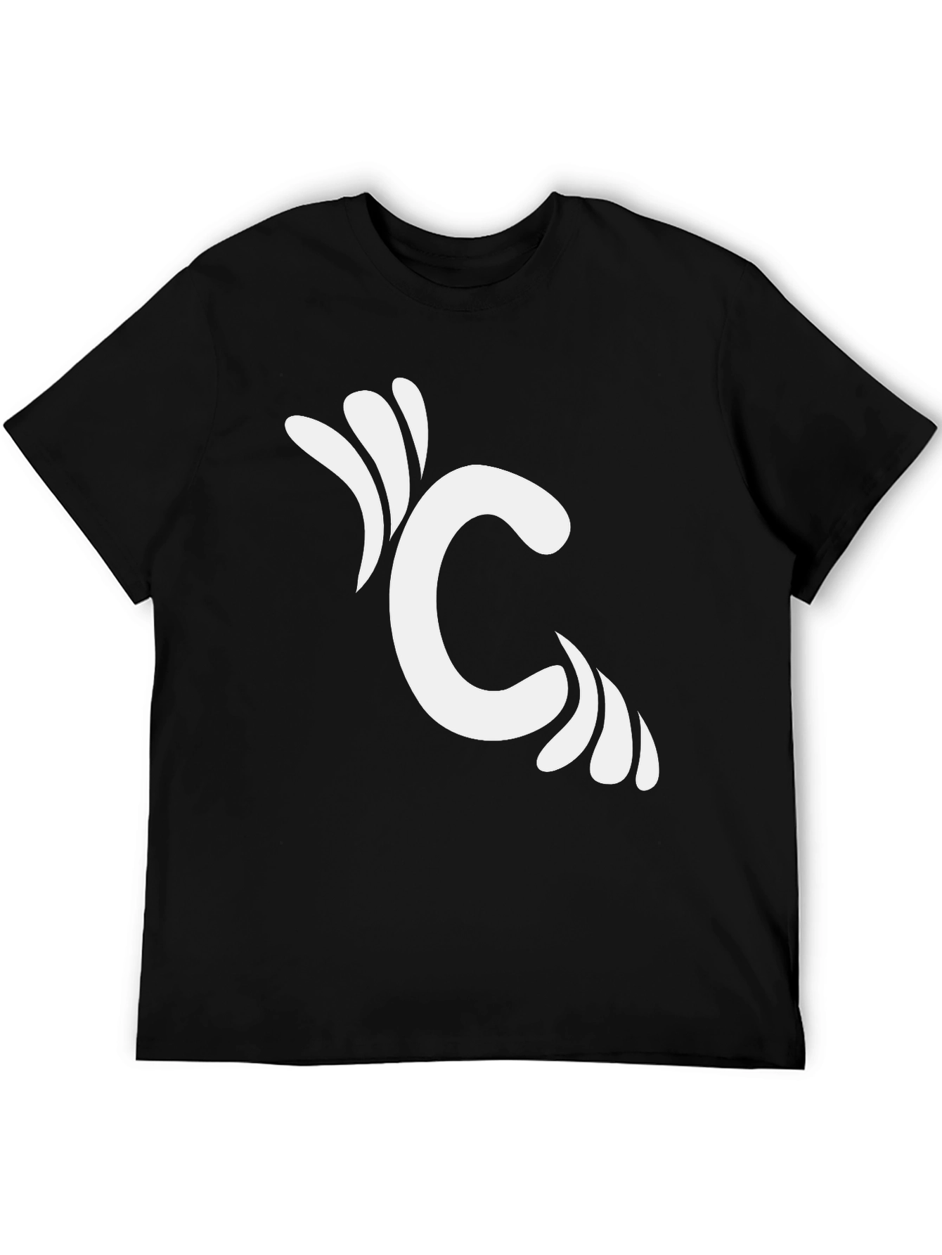 Black Black T-Shirt with Initial C Graphic Design view 5