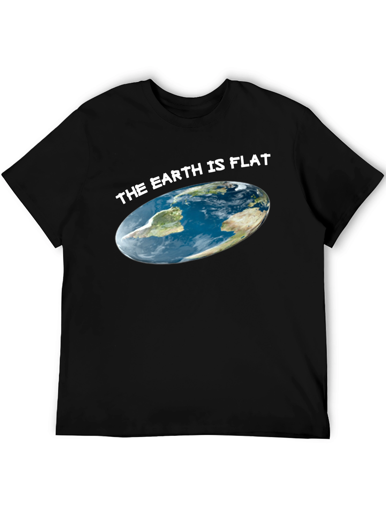 Black Flat Earth T-Shirt: Novelty Graphic Tee view 5