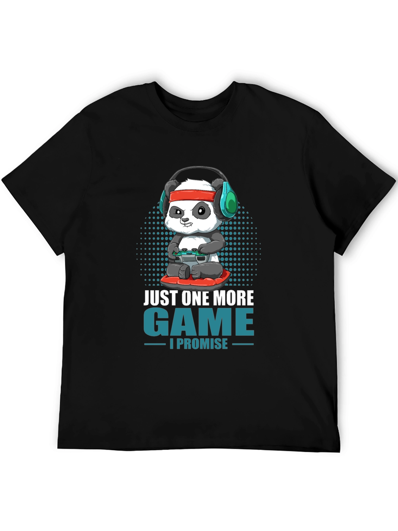 Black Gamer Panda T-Shirt - Just One More Game view 5