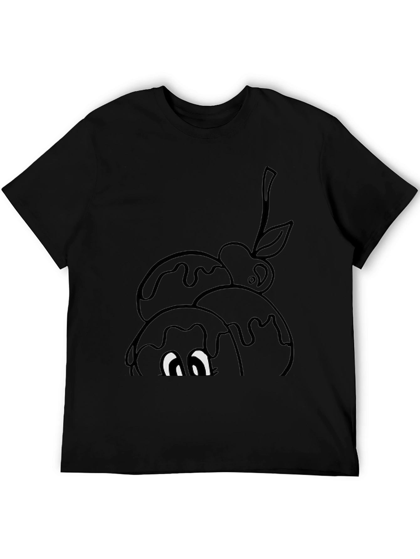 Black Whimsical Cartoon Ice Cream T-Shirt view 5
