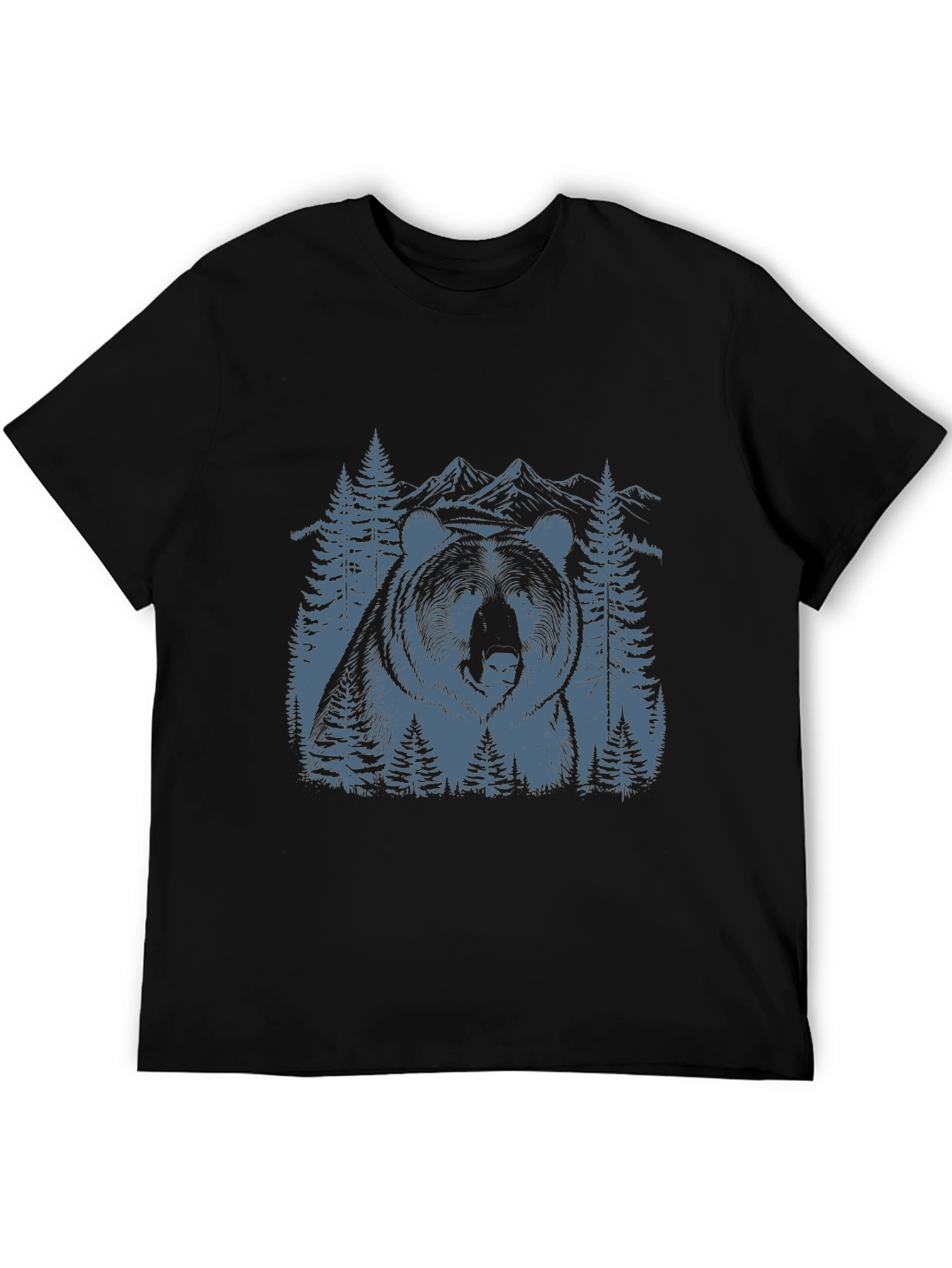 Black Bear Mountain Graphic Tee - Nature Inspired Black T-Shirt view 5