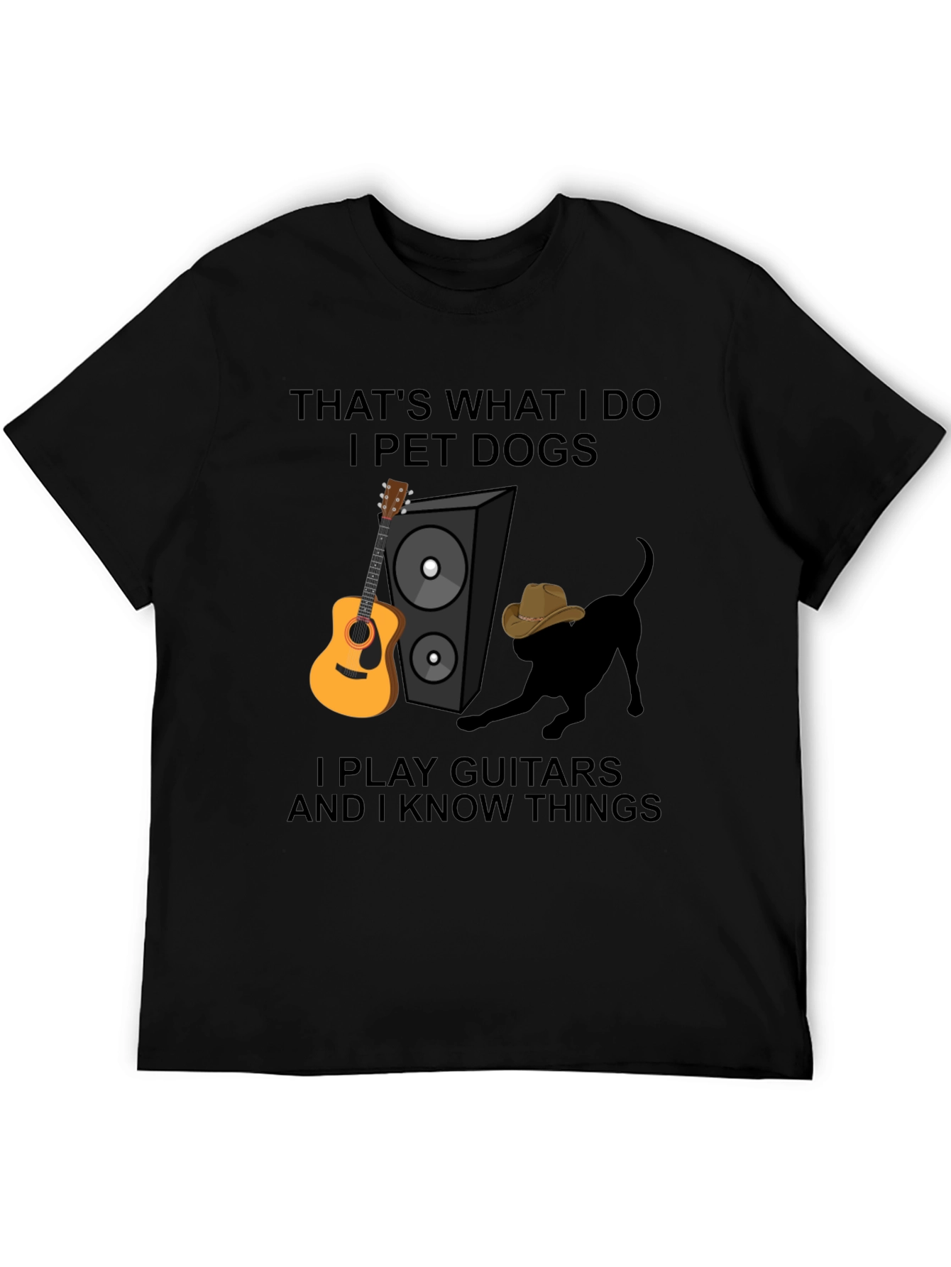 Black Dog Petting Guitar Player T-Shirt view 5