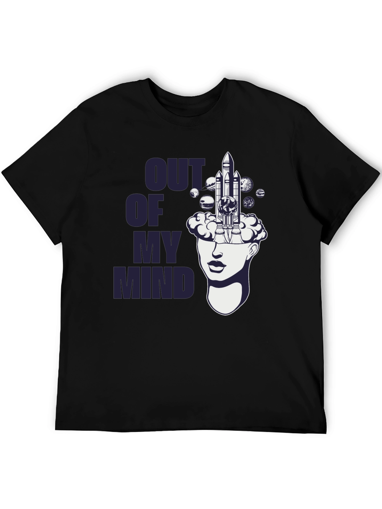 Black Out of My Mind Space Shuttle Graphic T-Shirt view 5