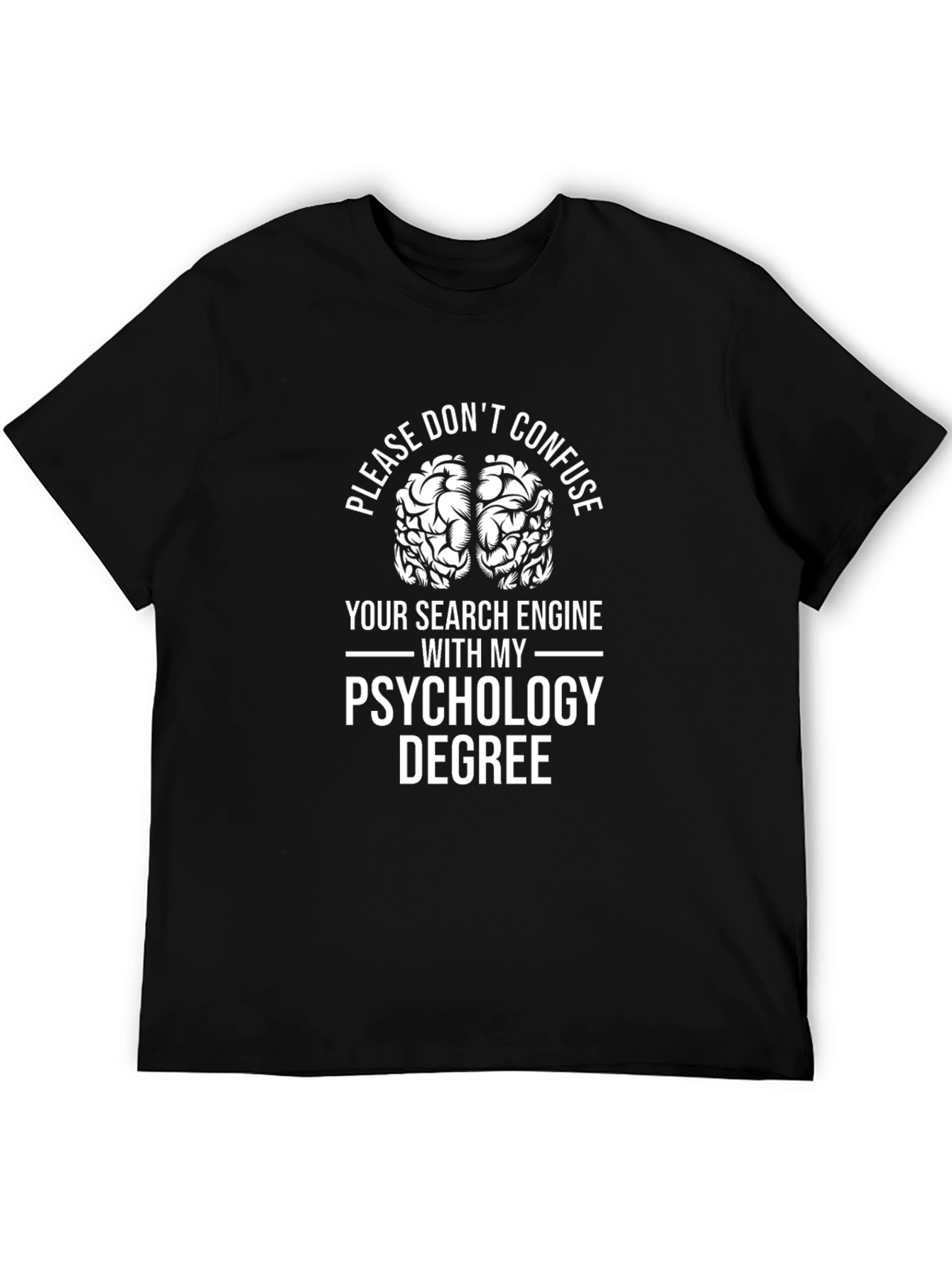 Black Psychology Degree Funny T-Shirt - Brain Tee view 5