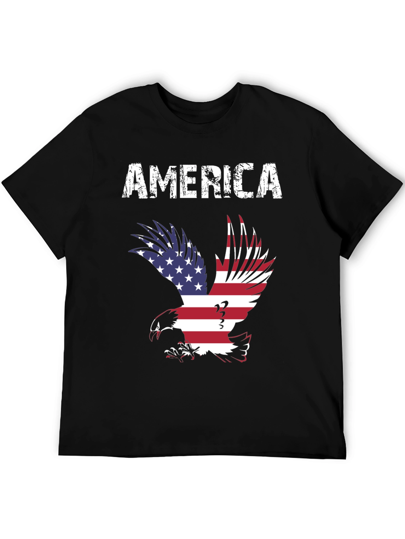 Black America Eagle Graphic Tee - Patriotic USA Flag T-Shirt view 5