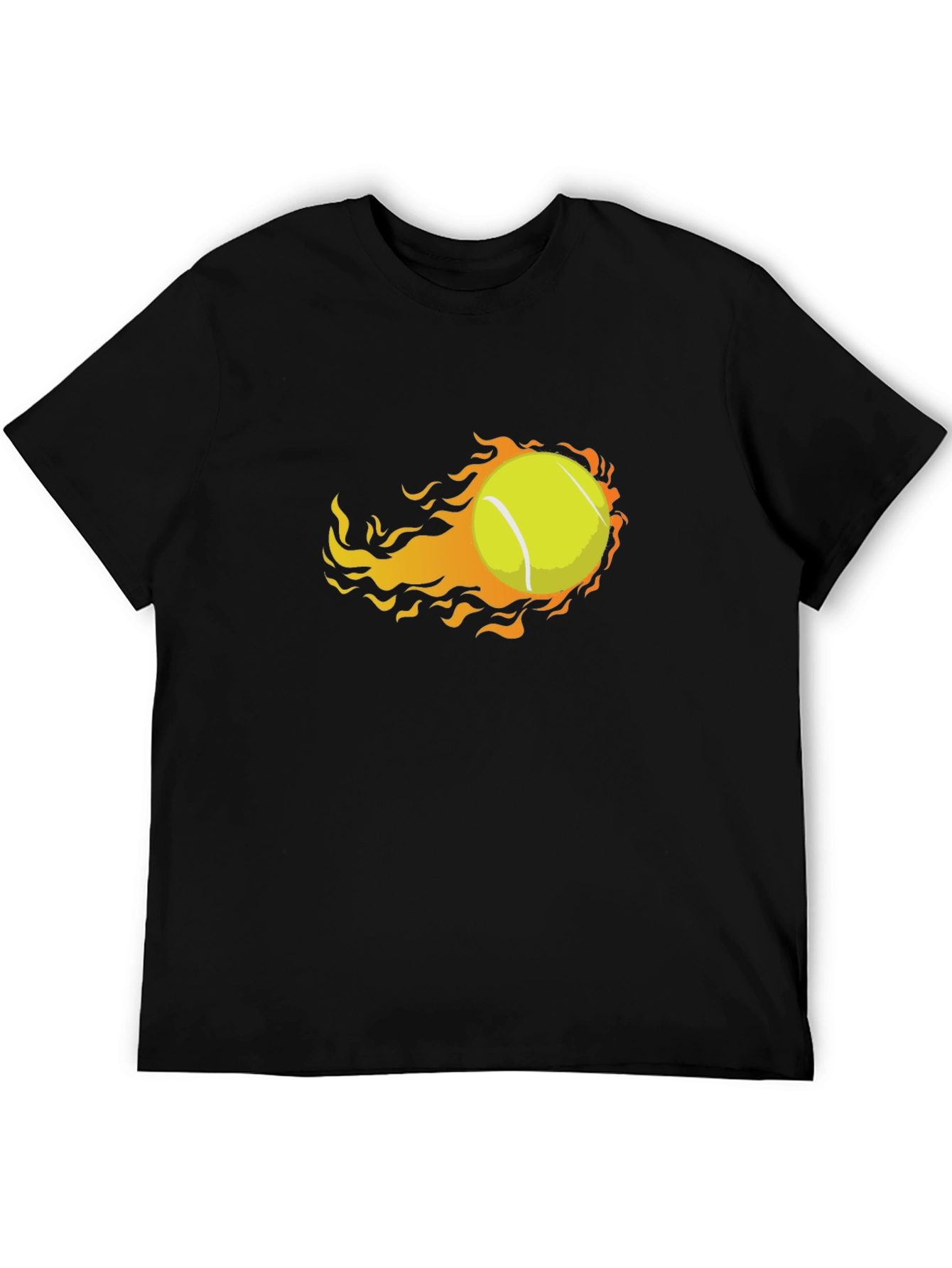 Black Flaming Tennis Ball Graphic Tee - Unique Design view 5
