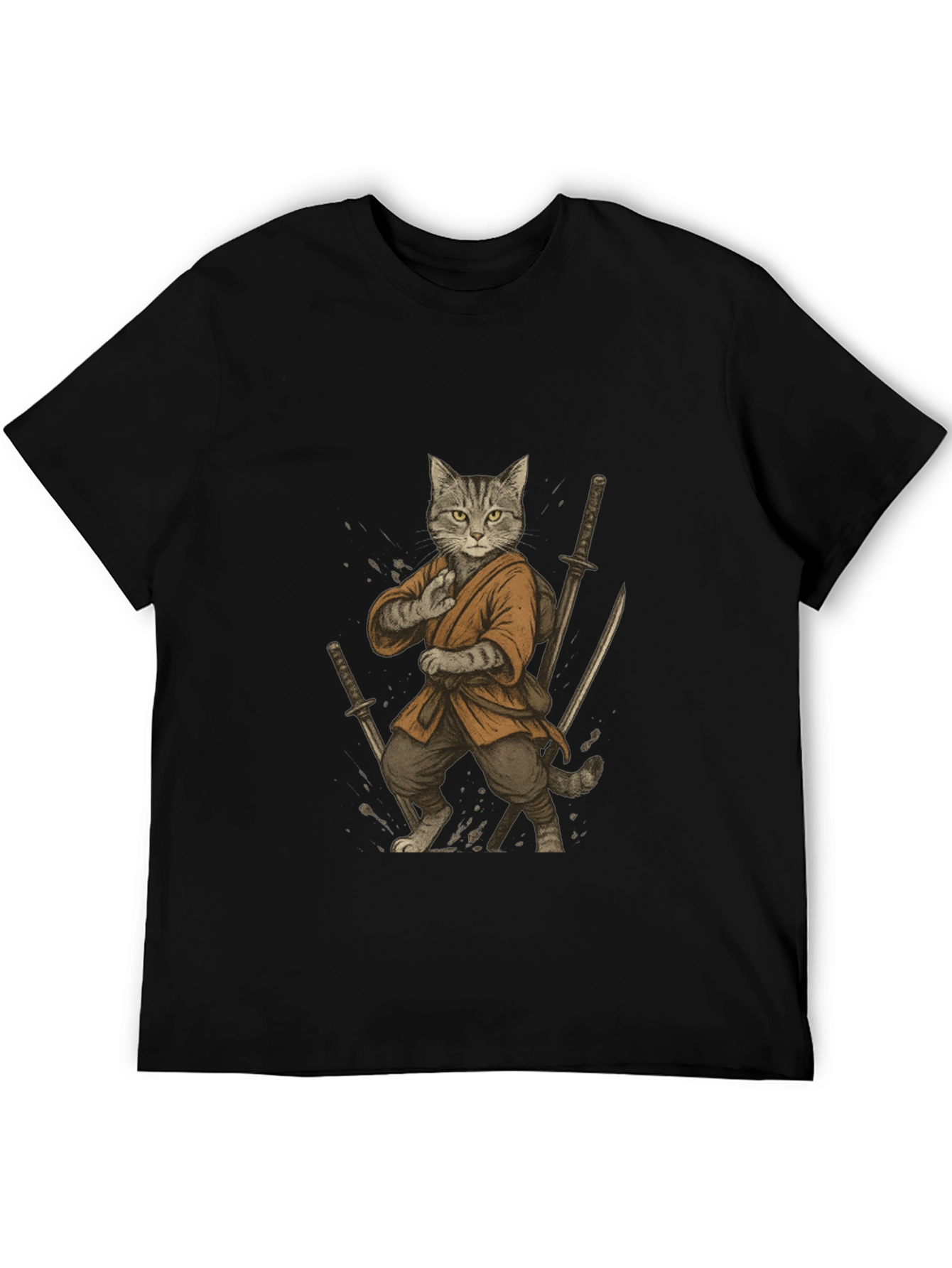 Black Ninja Cat Graphic T-Shirt view 5