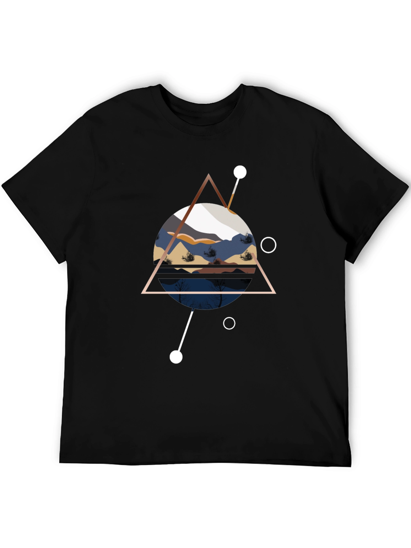 Black Geometric Mountainscape Black T-Shirt view 5