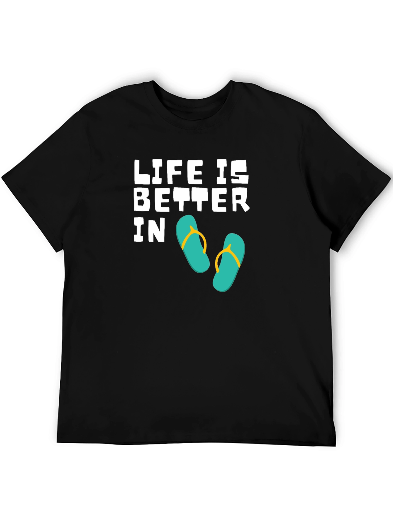 Black Life is Better In Flip Flops Black T-Shirt view 5
