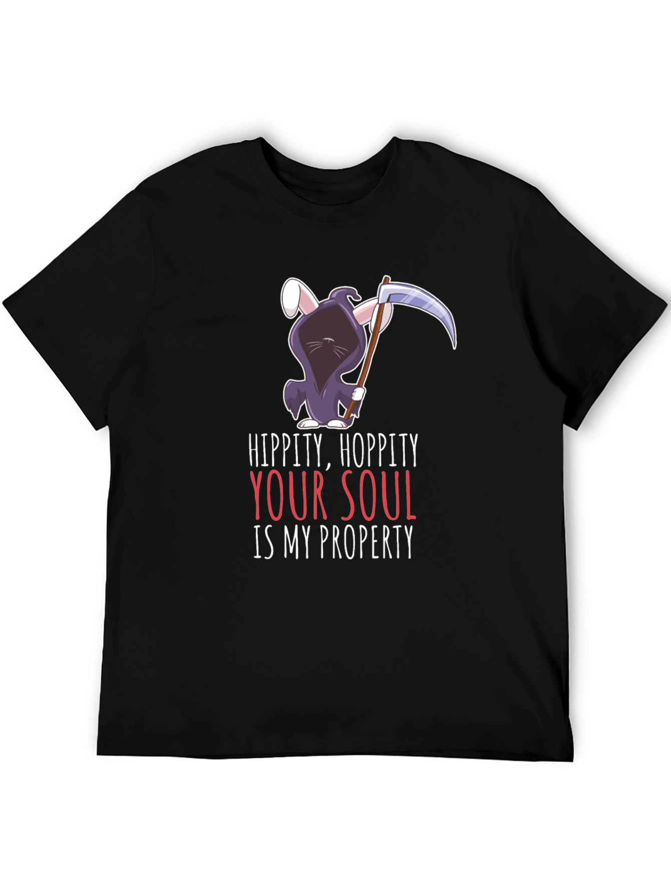 Black Hippity Hoppity Your Soul Grim Reaper Bunny T-Shirt view 5