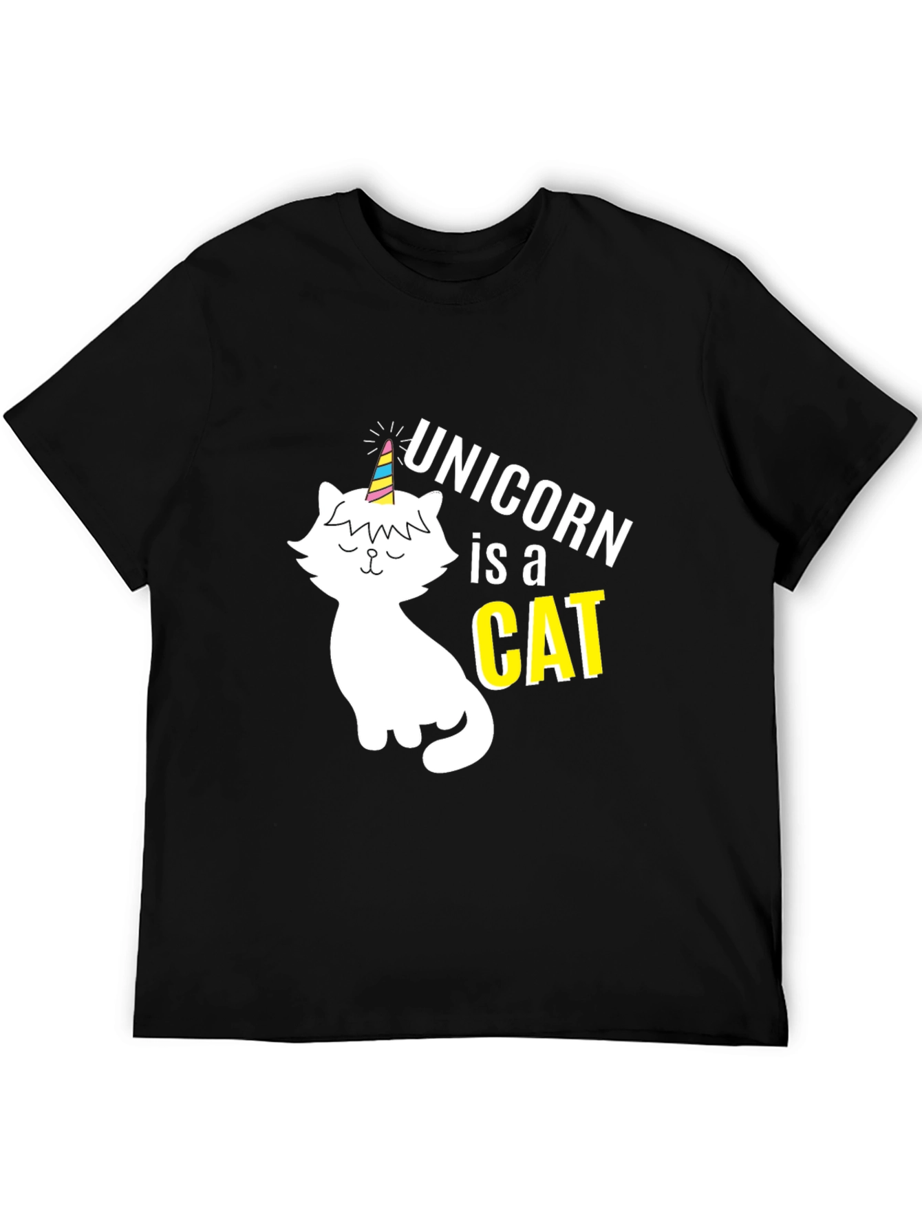 Black Unicorn Cat Graphic T-Shirt - Men's Black Tee view 5