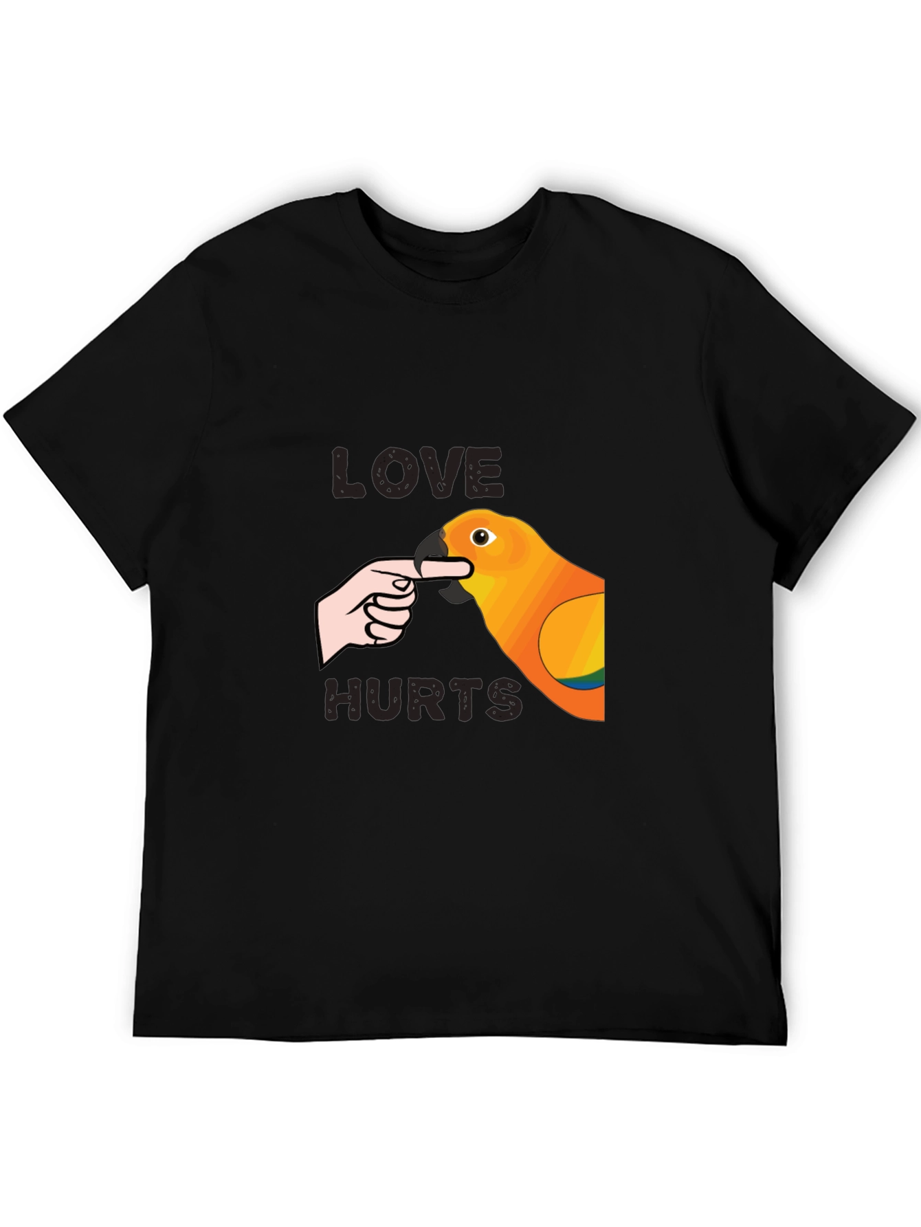 Black Love Hurts Parrot Graphic T-Shirt view 5