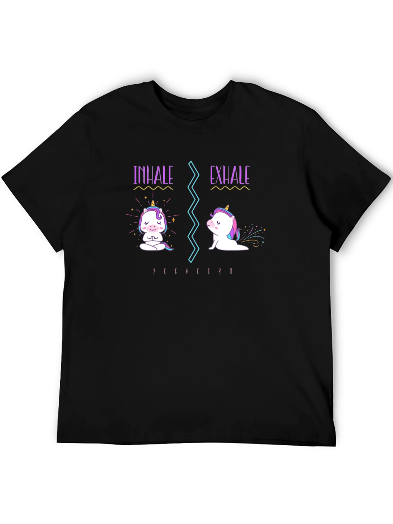 Black Inhale Exhale Unicorn Graphic Tee - Yoga Meditation Shirt view 5
