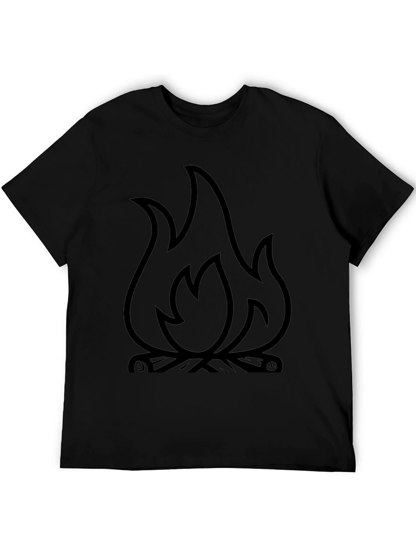Black Fire Graphic T-Shirt - Black Cotton Blend Tee view 5