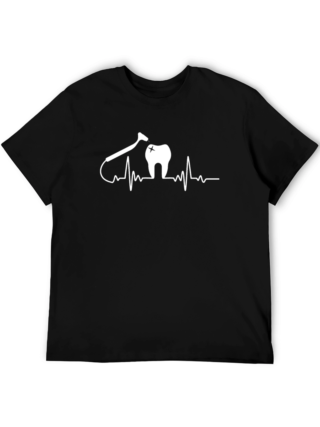 Black Dentist Heartbeat Black T-Shirt - Novelty Graphic Tee view 5