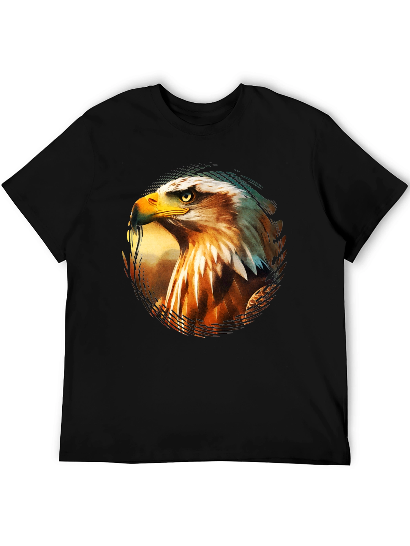 Black Bold Eagle Graphic Print Black T-Shirt view 5