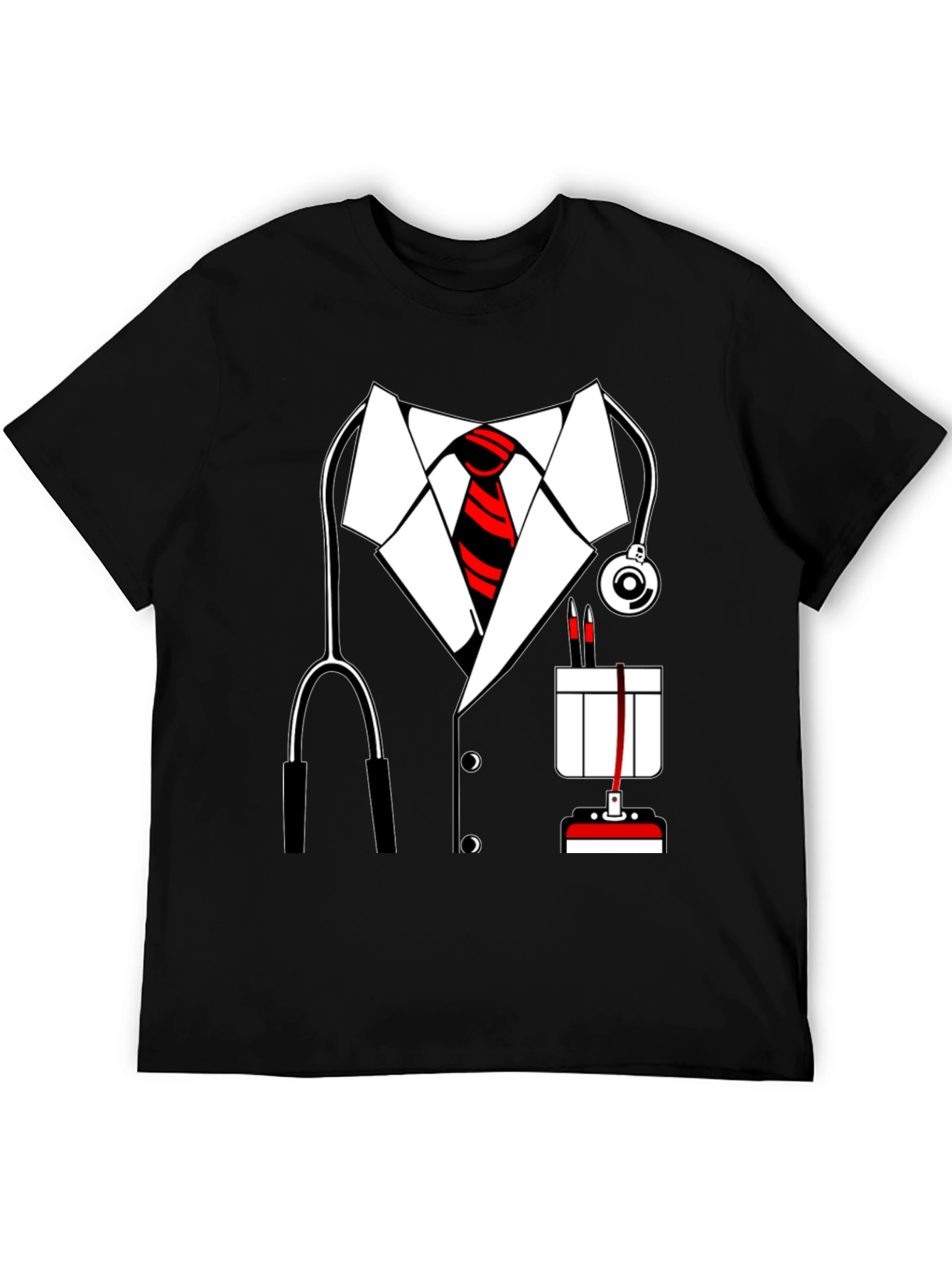 Black Doctor Costume T-Shirt - Funny Medical Dress Up view 5