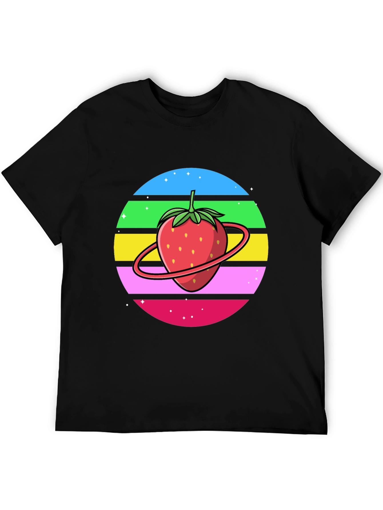 Black Strawberry Planet Graphic Tee - Black Cotton Blend view 5