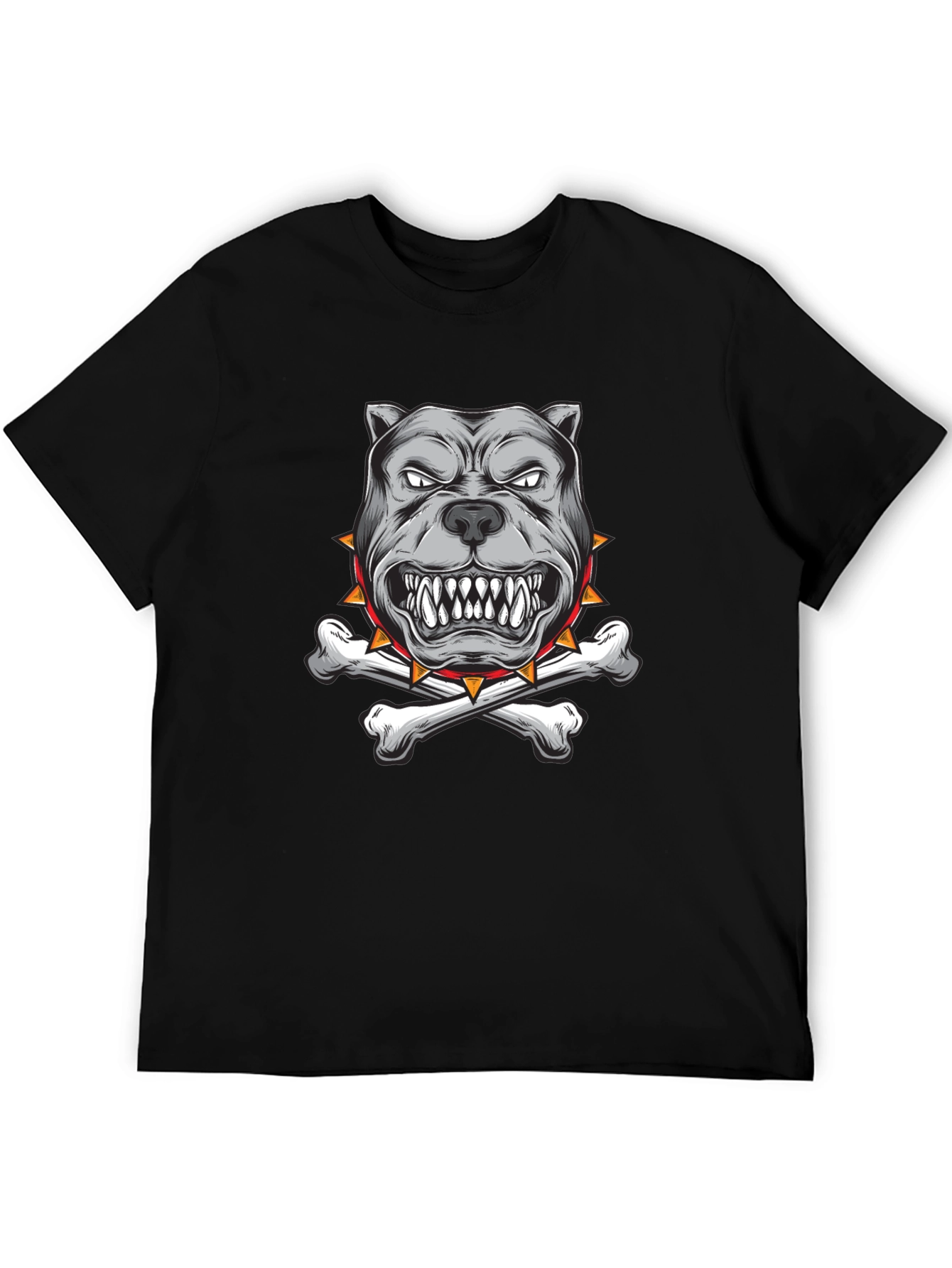 Black Pitbull Dog with Bones Graphic T-Shirt view 5