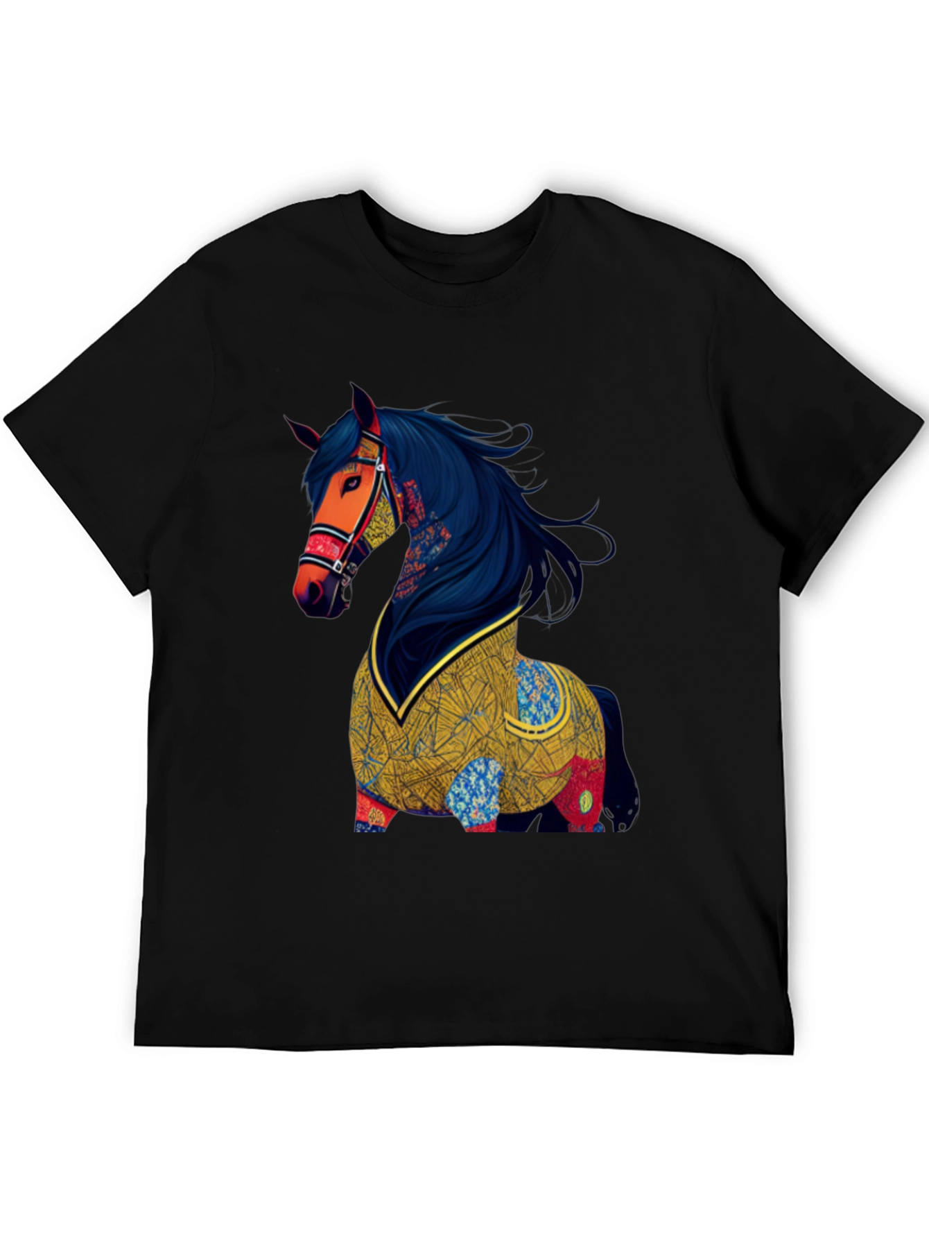 Black Artistic Horse Graphic T-Shirt view 5