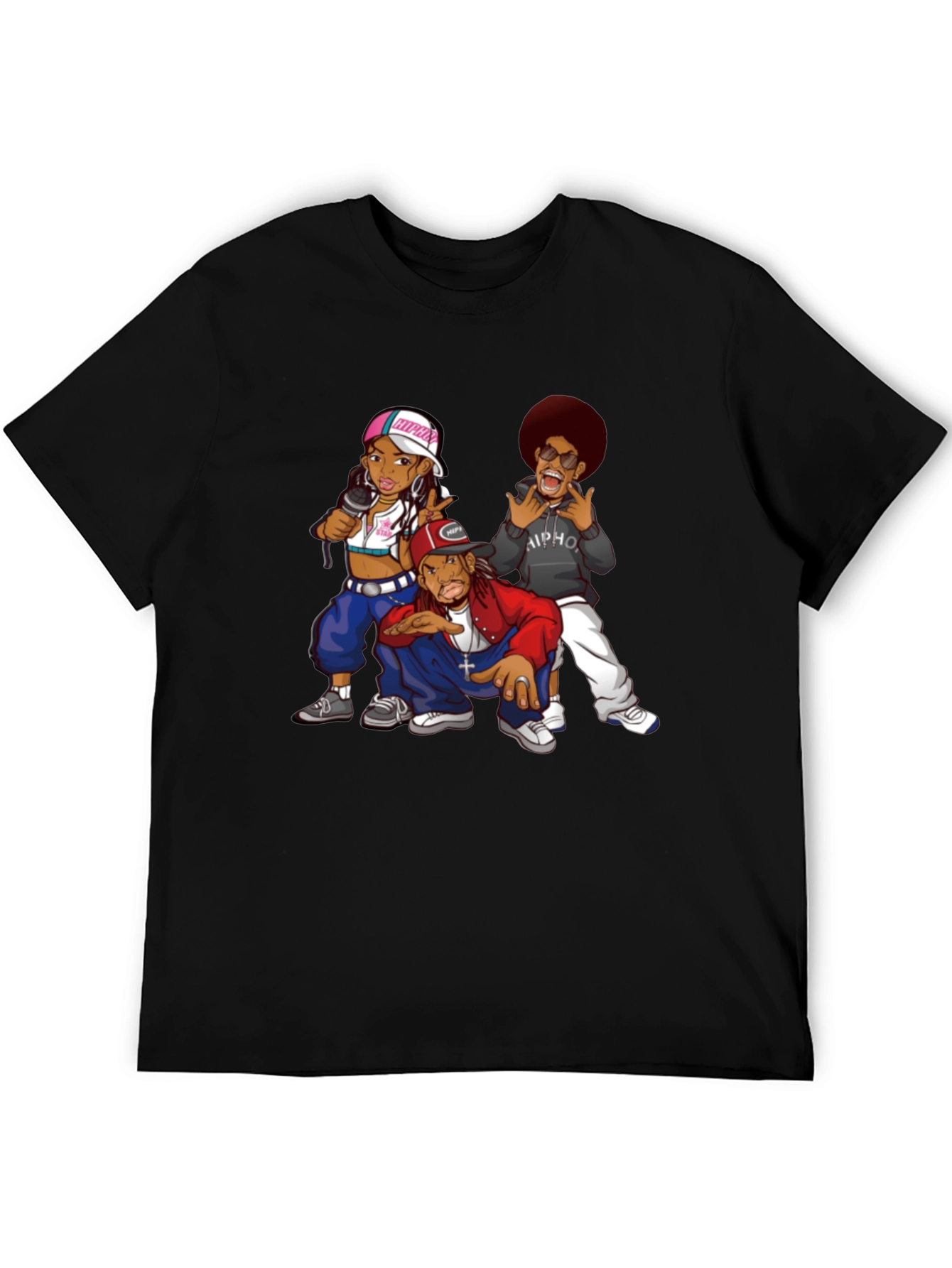 Black Cartoon Hip-Hop Group Black T-Shirt view 5