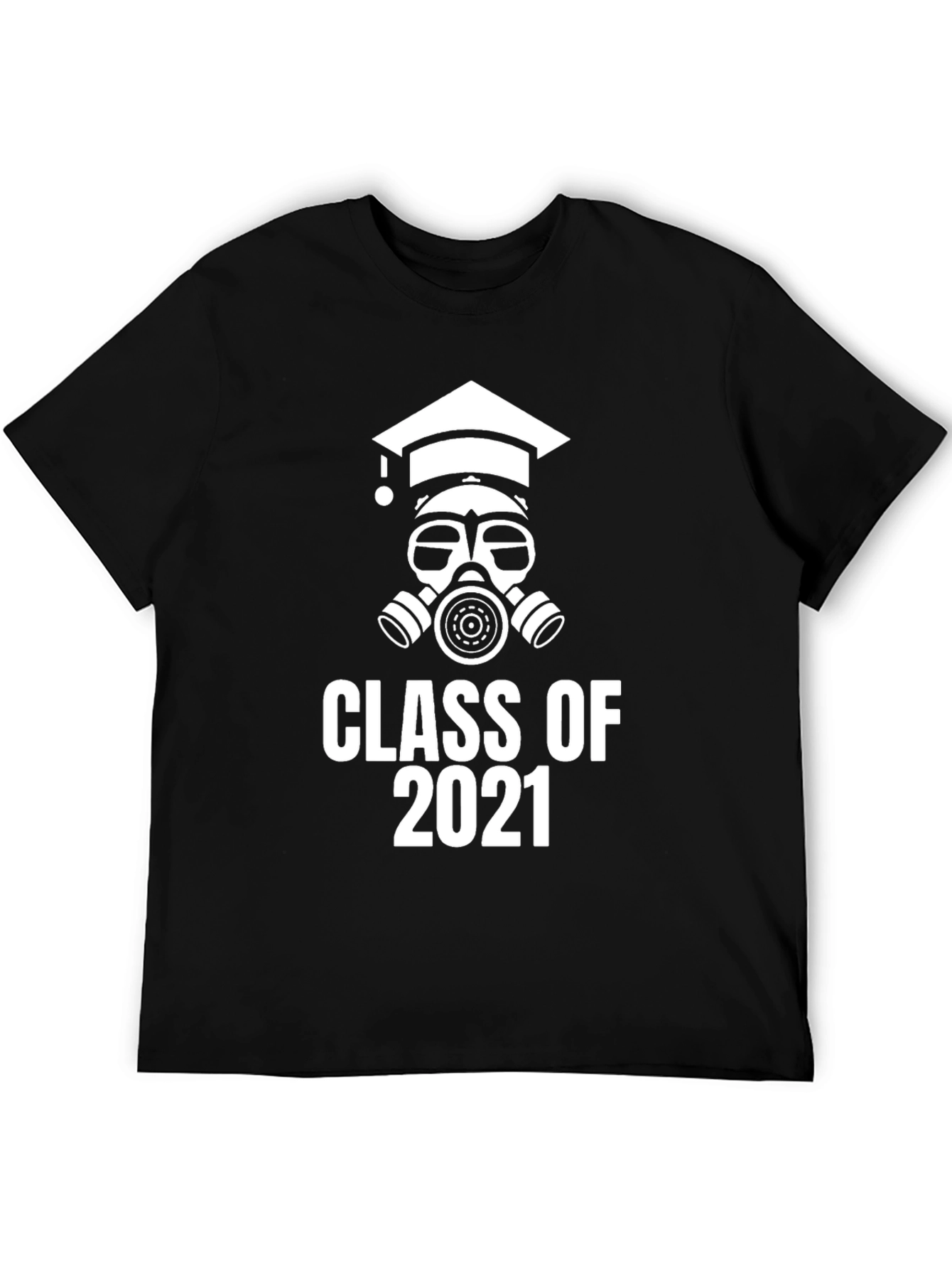 Black Class of 2021 Graduation Gas Mask Graphic Tee view 5