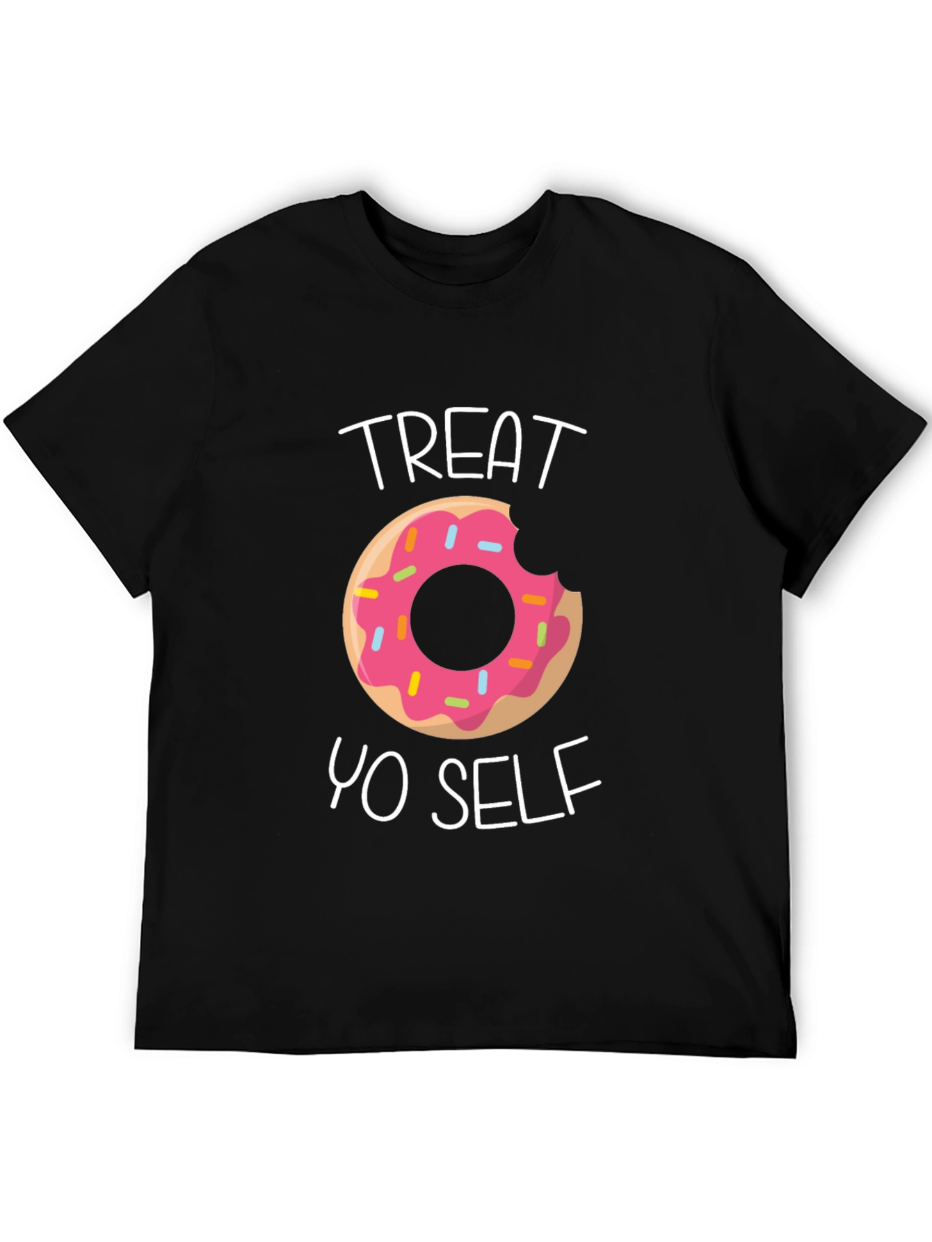 Black Treat Yo Self Donut T-Shirt - Funny Graphic Tee view 5
