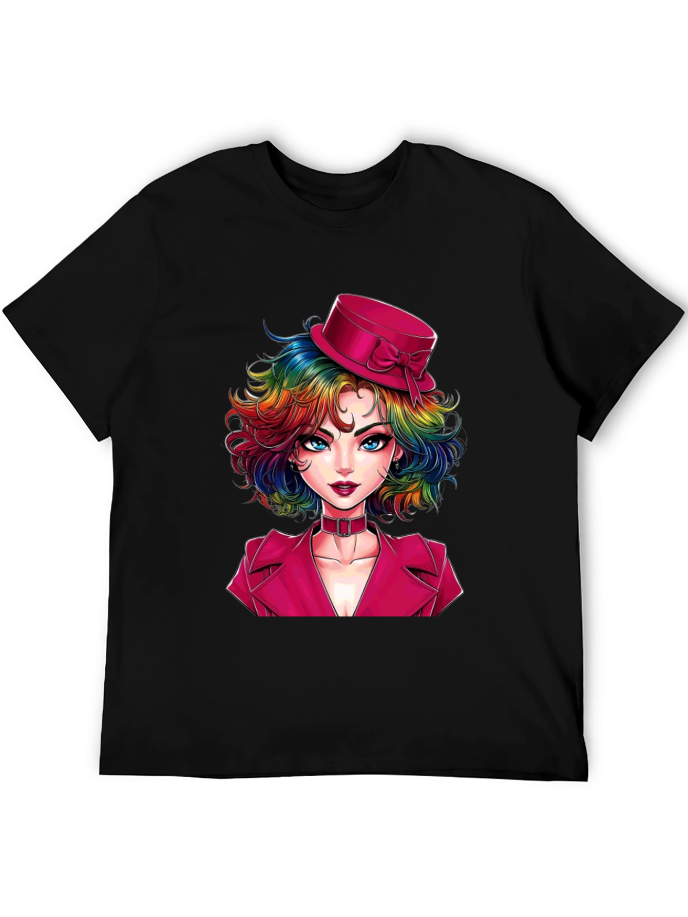 Black Rainbow Hair Girl T-Shirt view 5