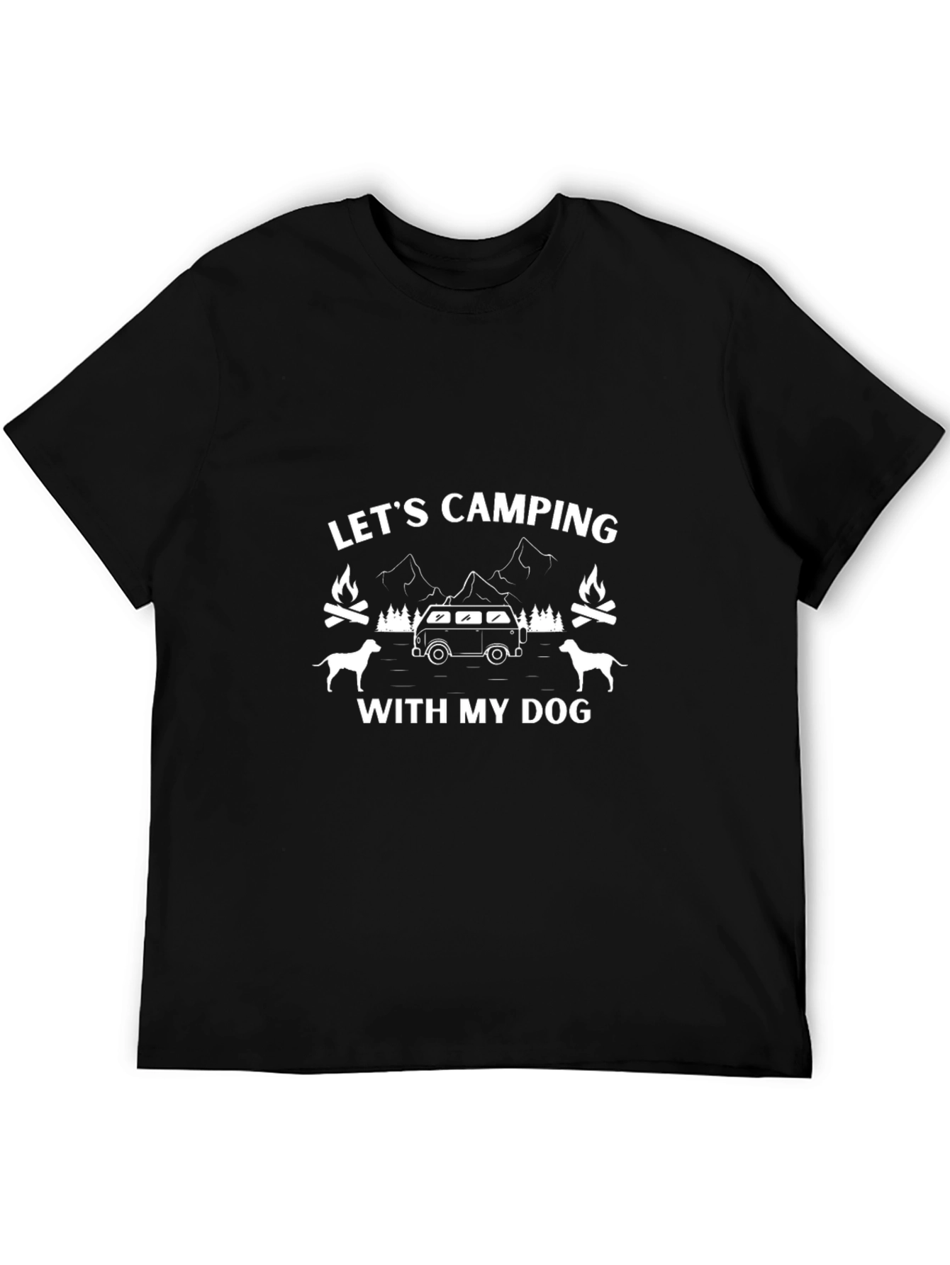 Black Let's Camping with my Dog Graphic Tee view 5