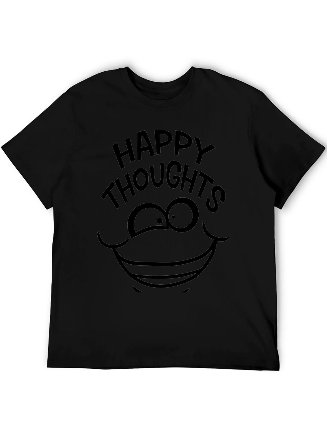 Black Happy Thoughts Graphic Tee - Classic Black Humor Shirt view 5