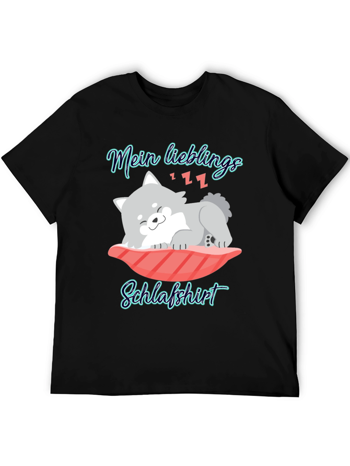 Black Cute Sleepy Puppy T-Shirt view 5