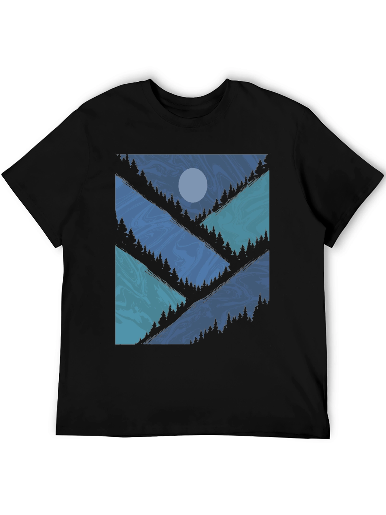Black Nature Scene Graphic Tee - Men's Black T-Shirt view 5