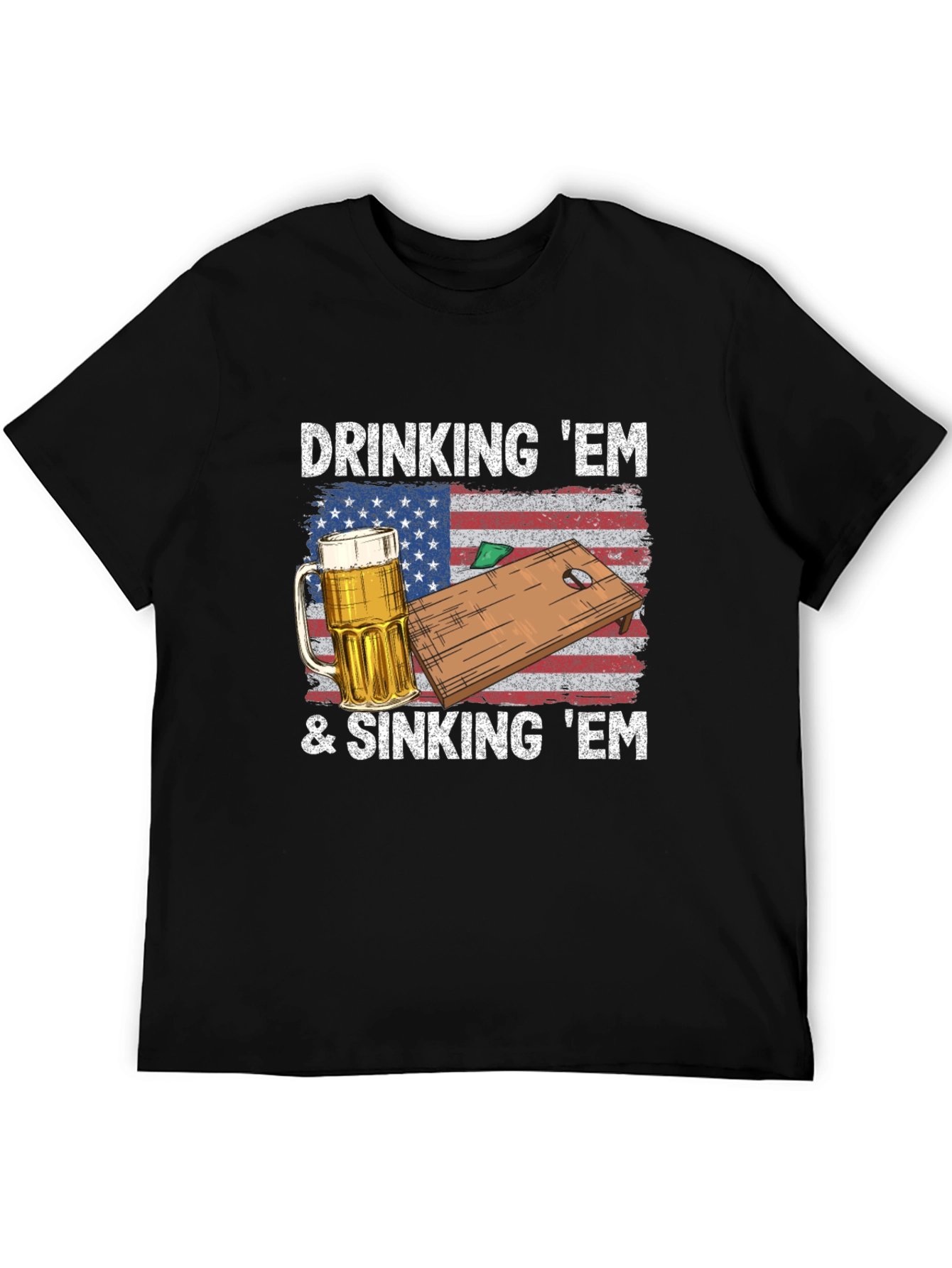 Black Drinking & Sinking 'Em Cornhole T-Shirt view 5