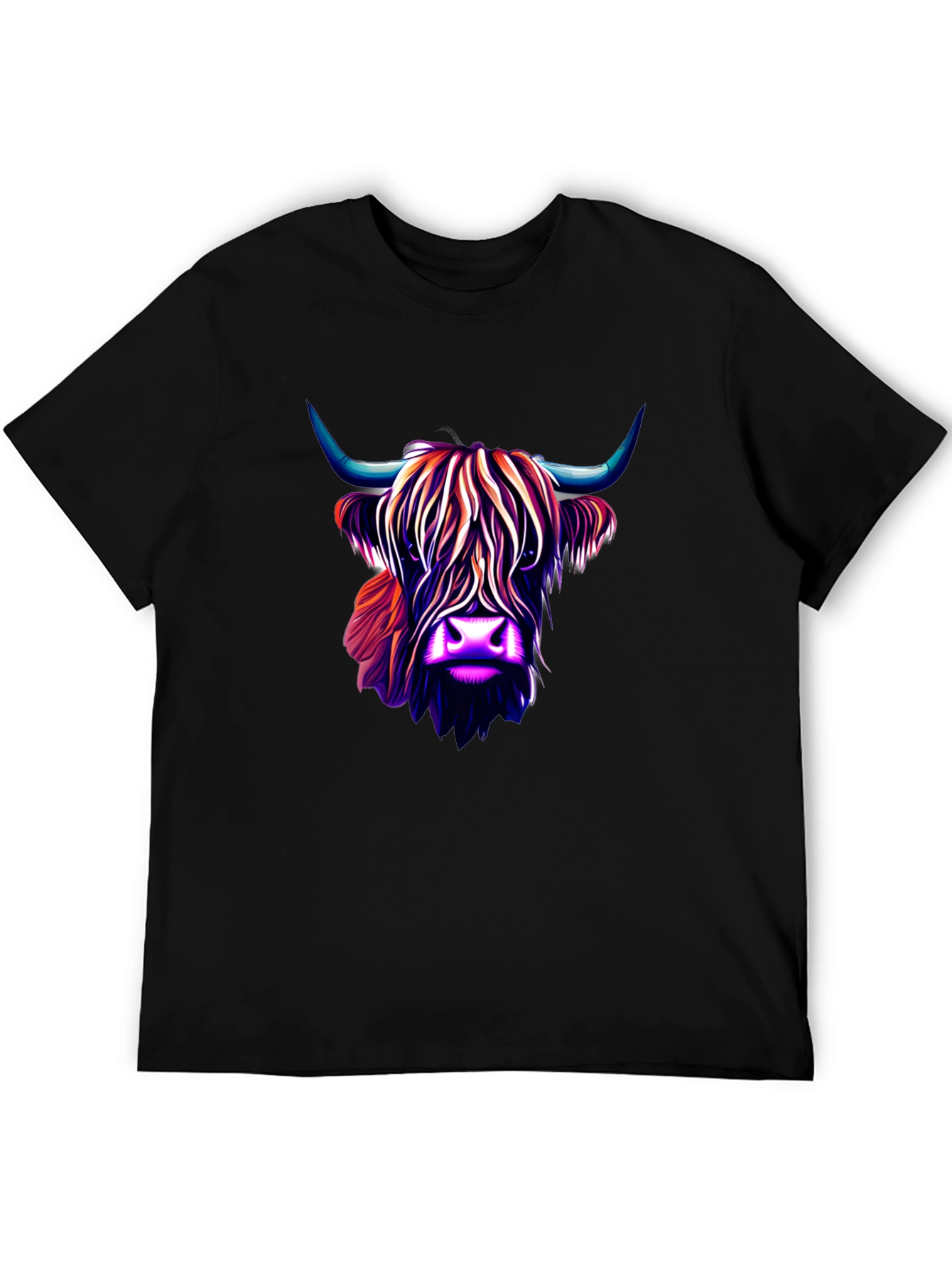 Black Highland Cow Graphic Tee - Stylish Men's Black T-Shirt view 5