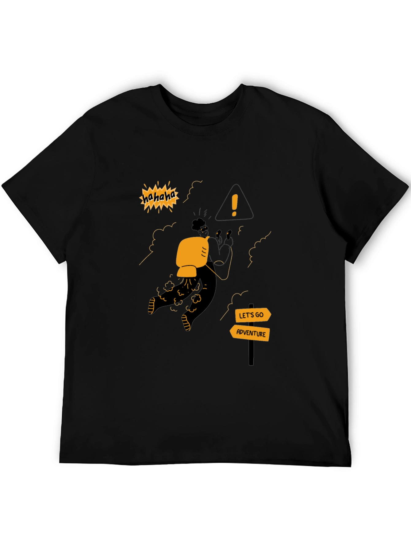 Black Adventure Seeker T-Shirt - Humorous Graphic Tee view 5
