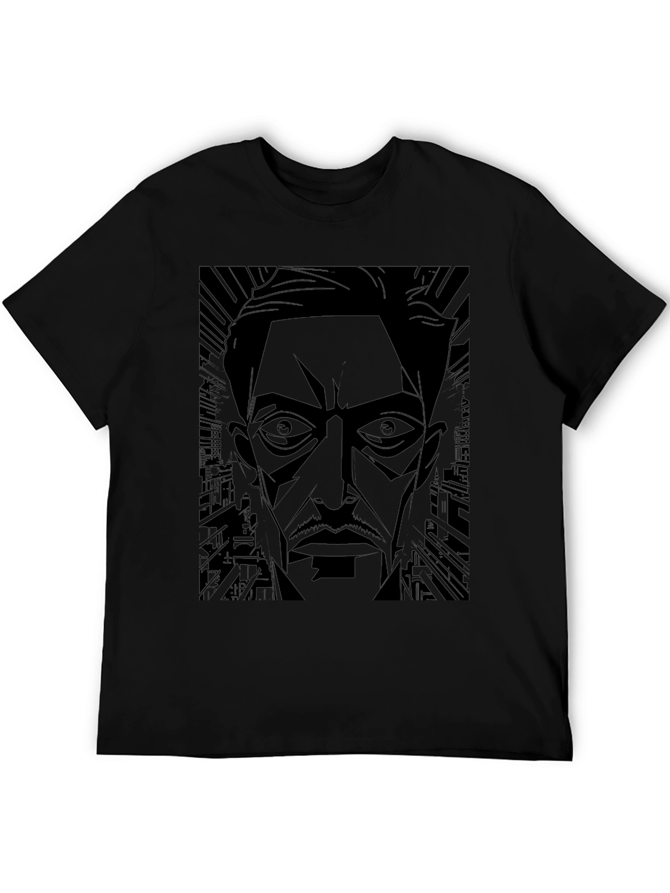 Black Noir Cityscape Graphic T-Shirt - Men's Black Tee view 5