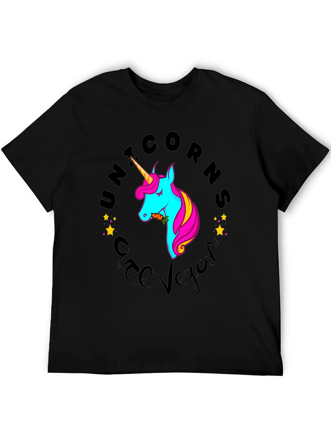 Black Unicorns Are Vegan Black T-Shirt view 5