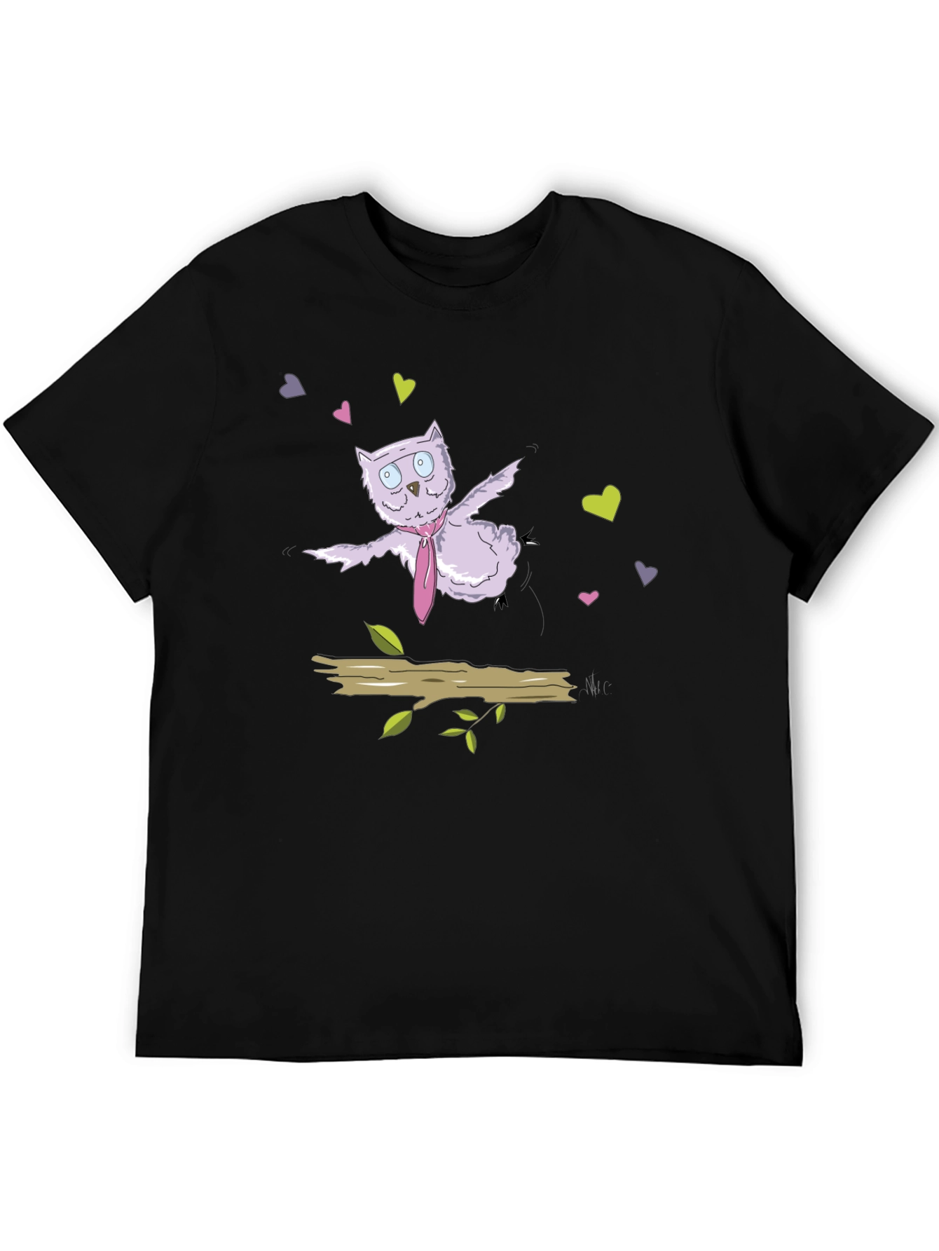Black Cute Cartoon Owl T-Shirt view 5
