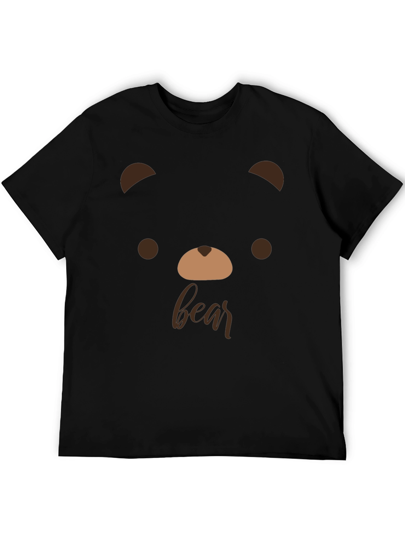 Black Cute Bear Face Graphic Tee - Soft Cotton T-Shirt view 5