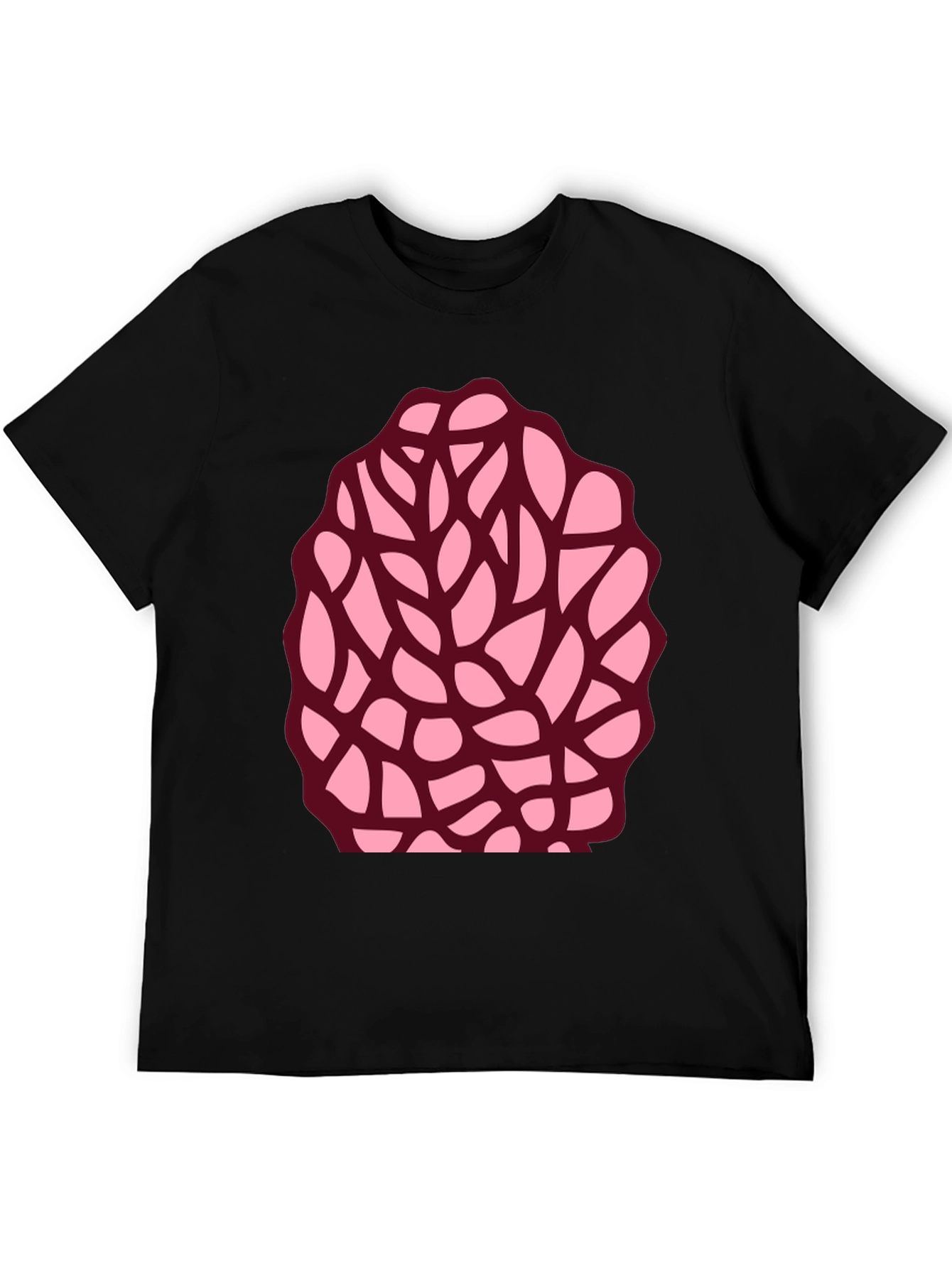 Black Unique Brain Coral Graphic Tee - Black Cotton Blend view 5