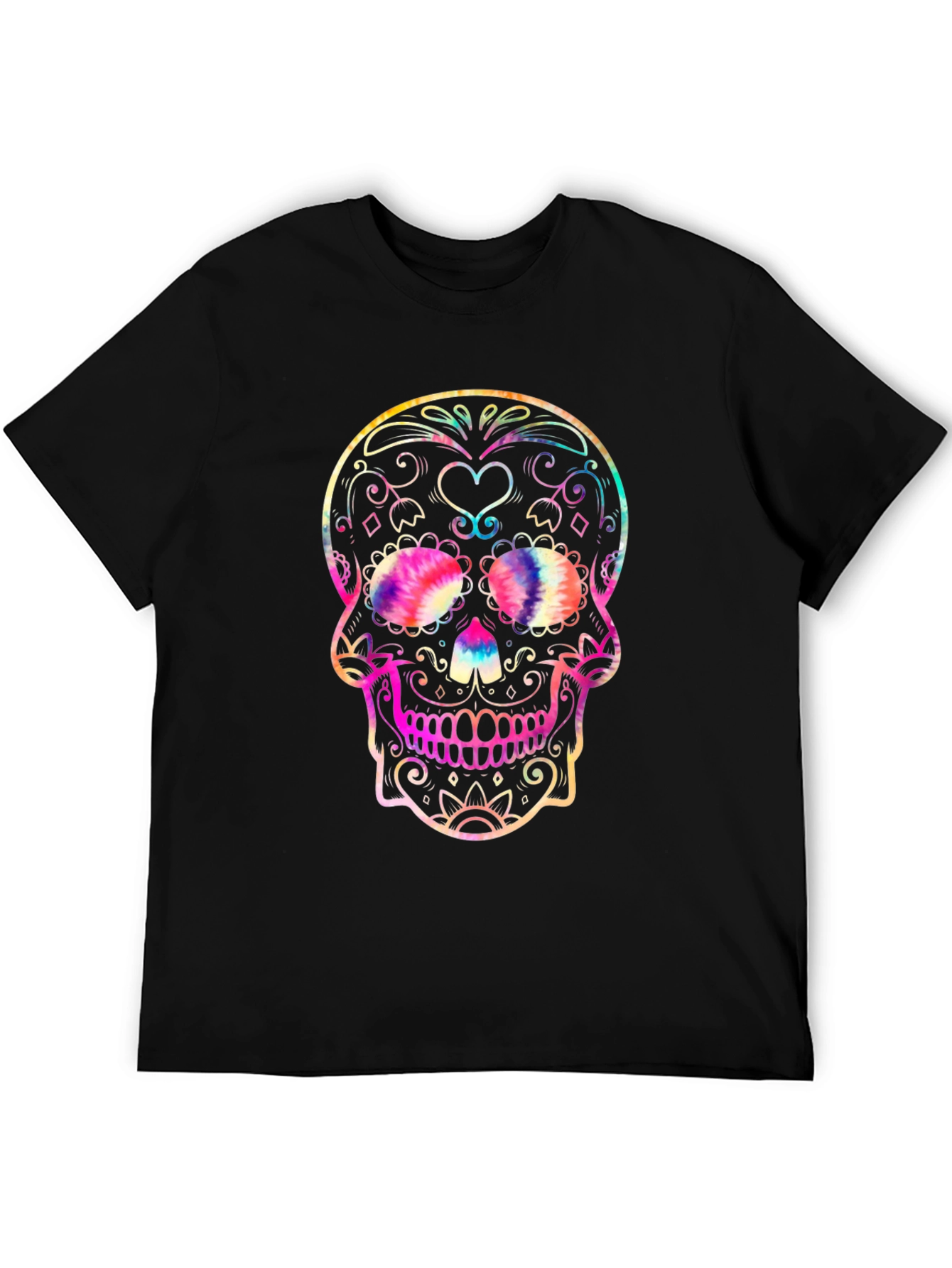 Black Sugar Skull Graphic Tee - Black Cotton Blend view 5