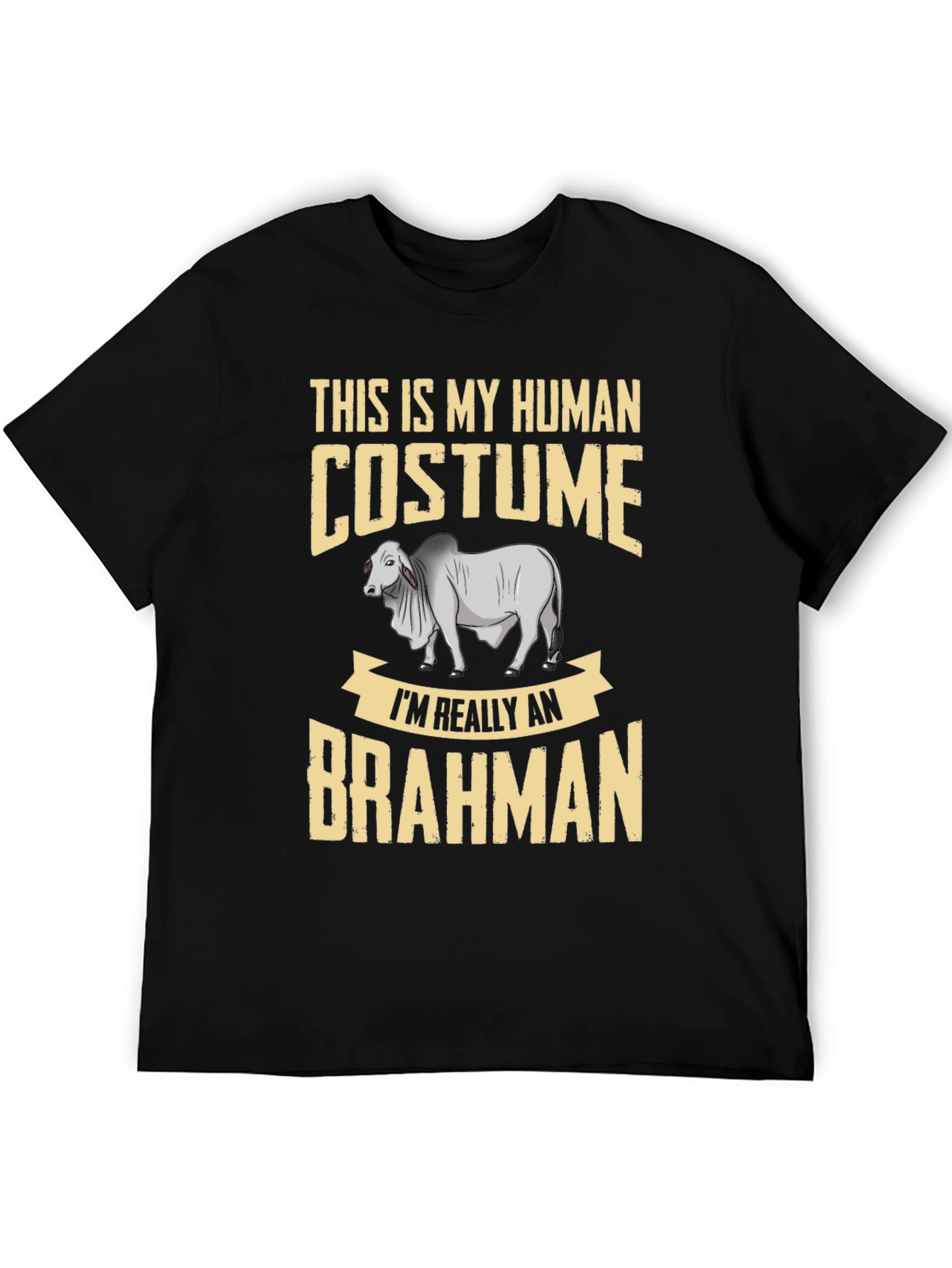 Black Human Costume Brahman Cattle Funny Graphic Tee view 5