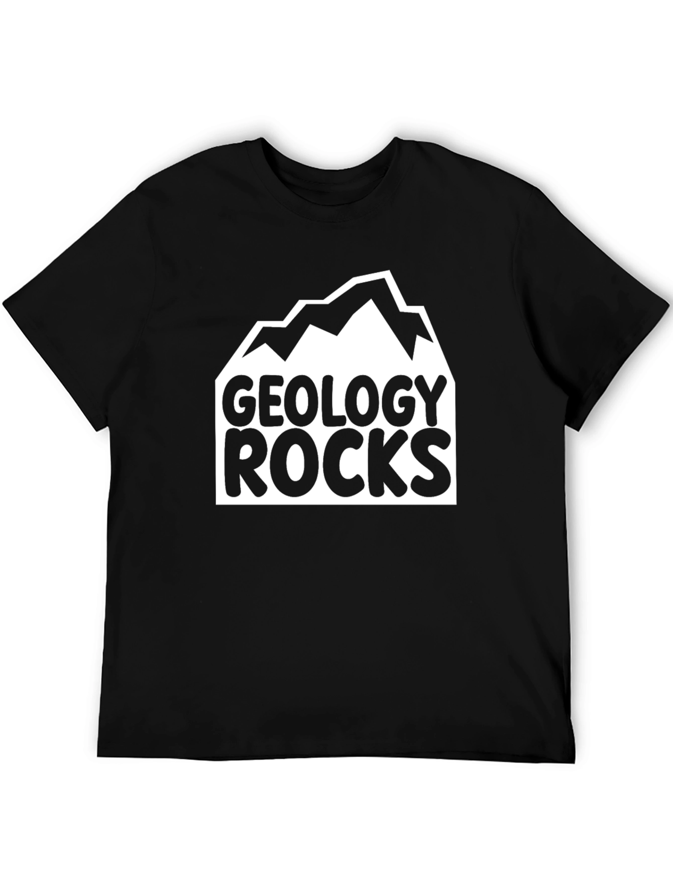 Black Geology Rocks Graphic Tee - Mountain Design view 5