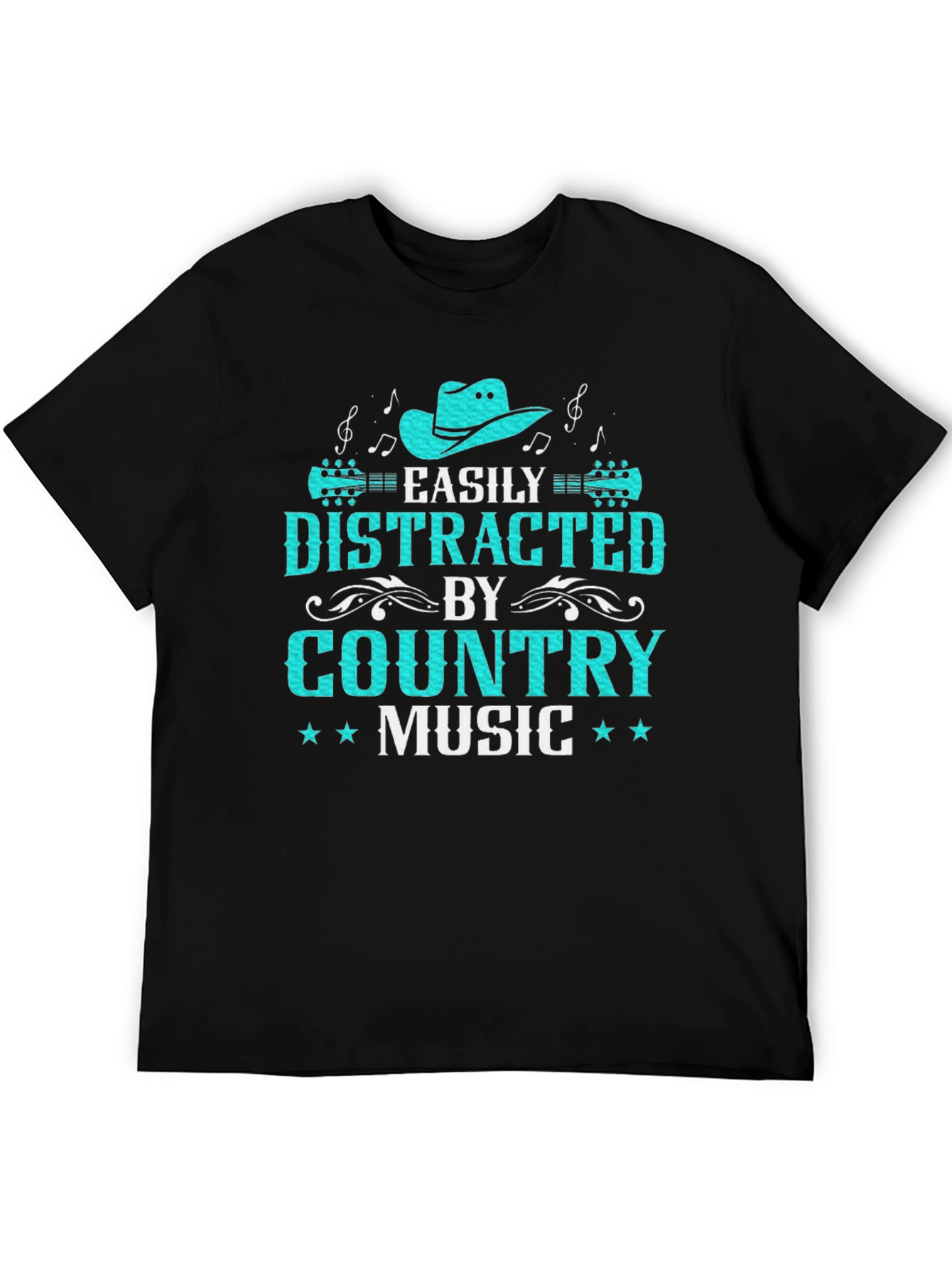 Black Country Music Graphic Tee - Easily Distracted view 5
