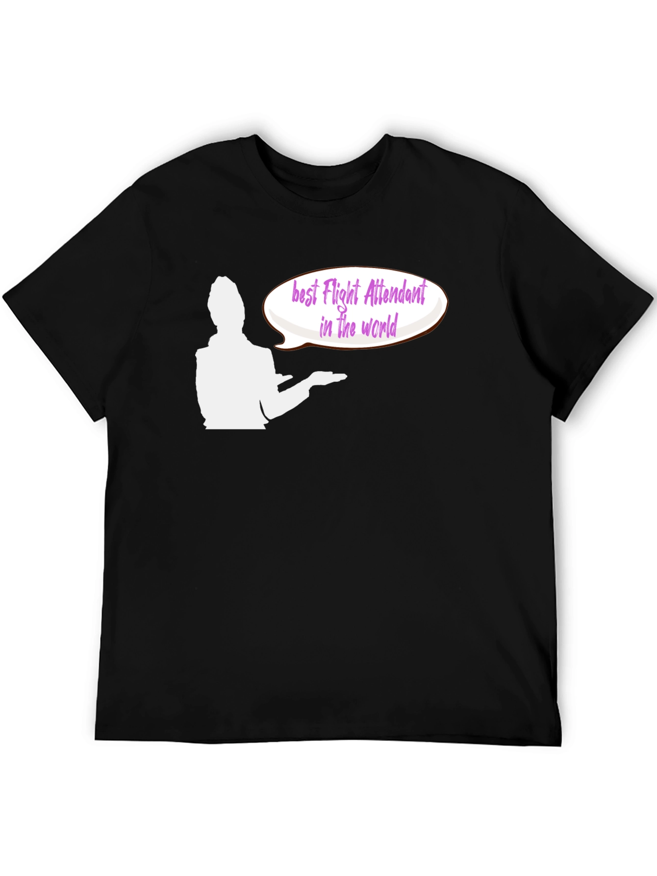 Black Best Flight Attendant T-Shirt - Black Crew Neck Tee view 5