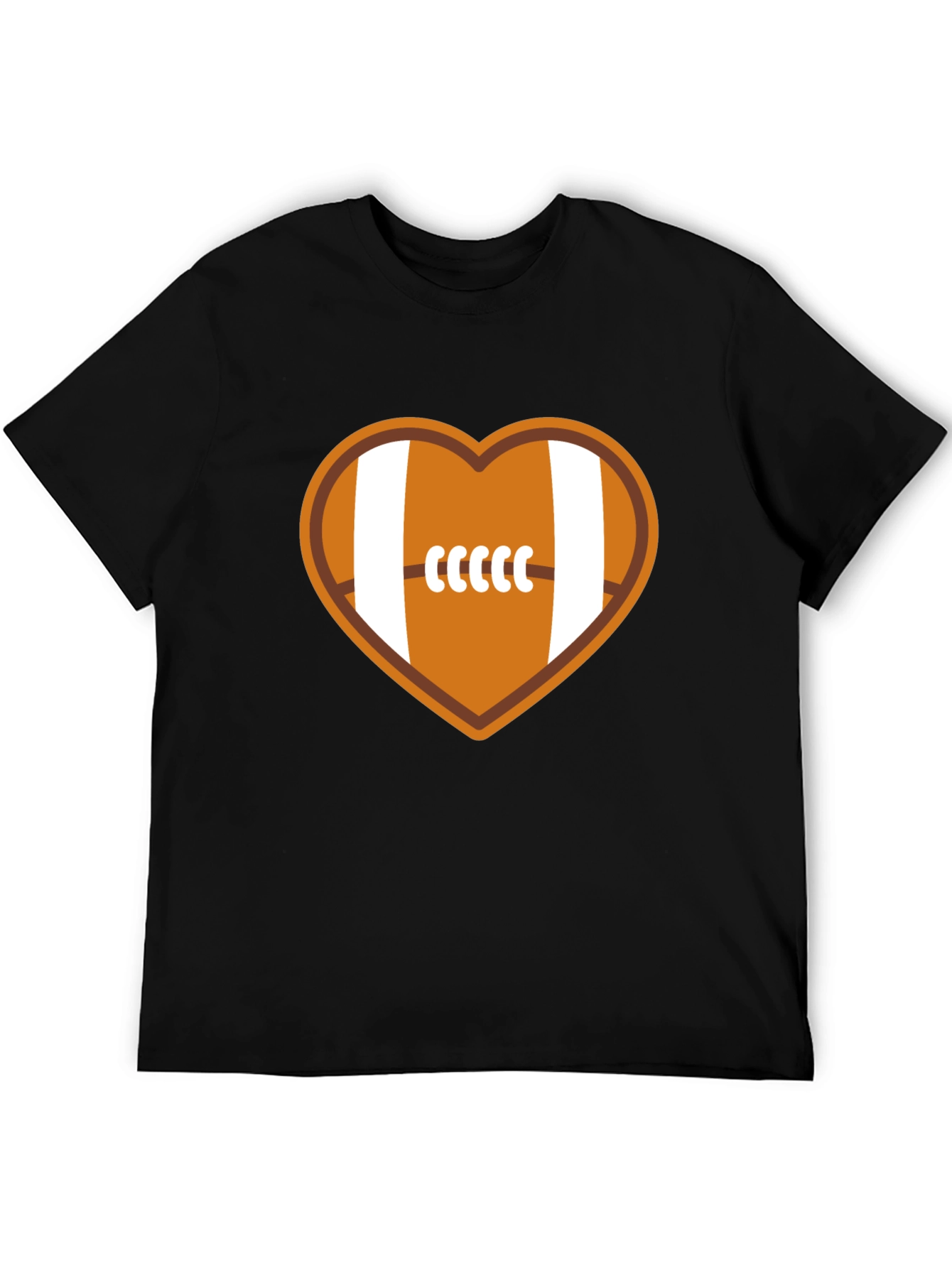 Black Football Heart Graphic Tee - Soft Cotton Blend view 5