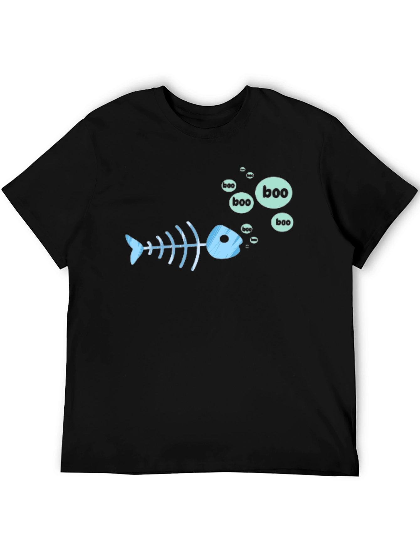 Black Boo Fish Skeleton Graphic Tee - Black view 5