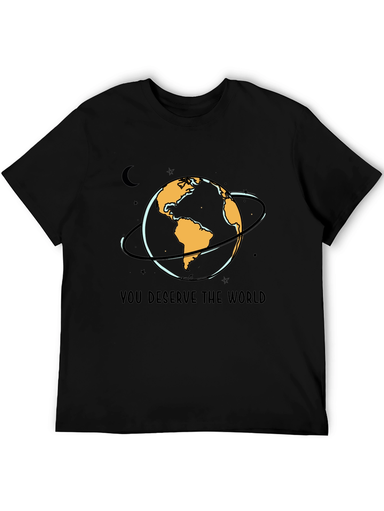 Black You Deserve the World Black Graphic Tee view 5